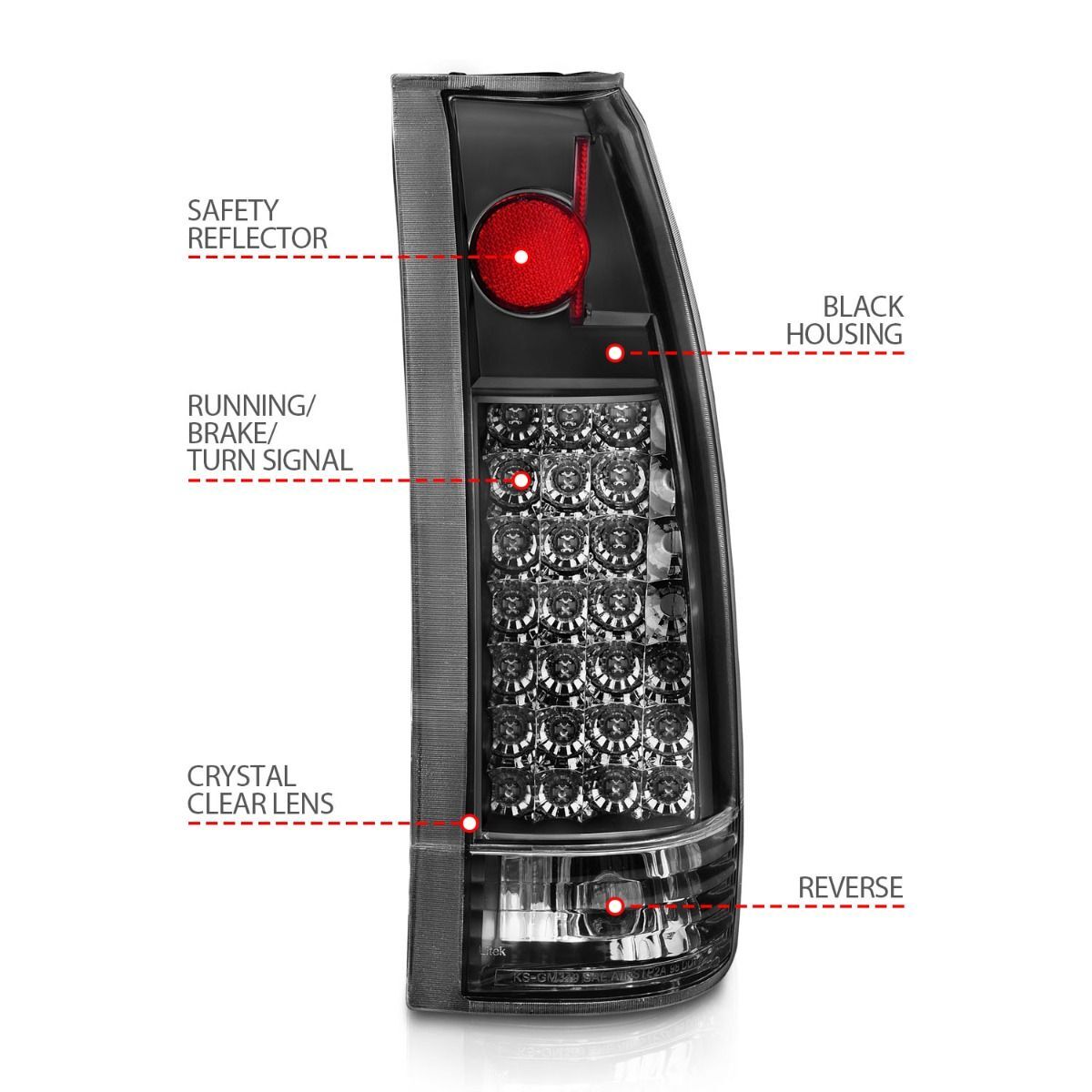 1988-2000 GMC Escalade Anzo LED Tail Lights Black
