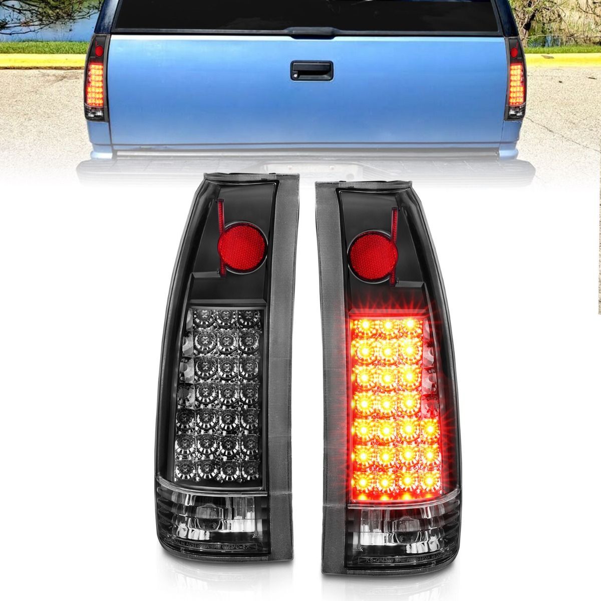 1988-2000 GMC Escalade Anzo LED Tail Lights Black - 311006