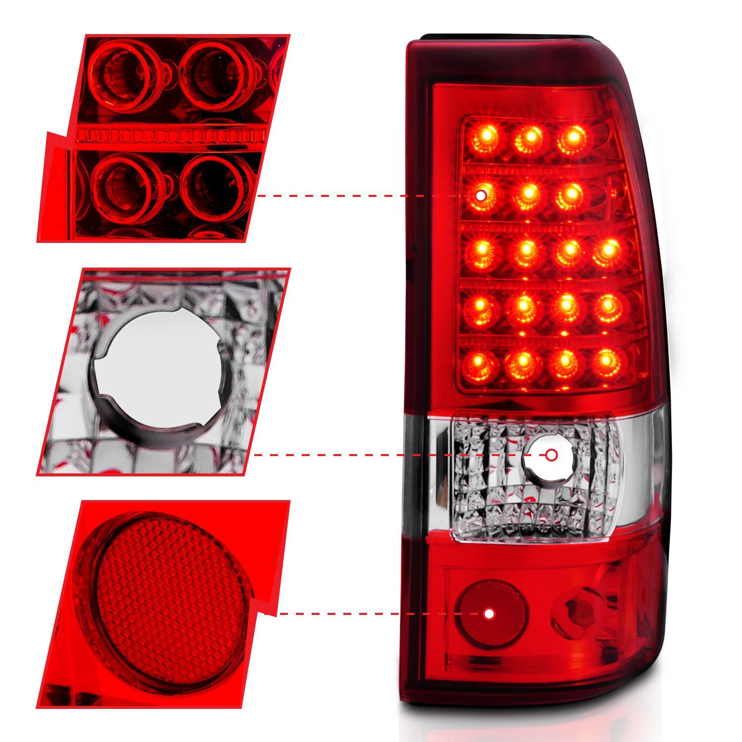 2003-2006 Chevrolet Silverado 1500/2500 Anzo LED Tail Lights Red/Clear