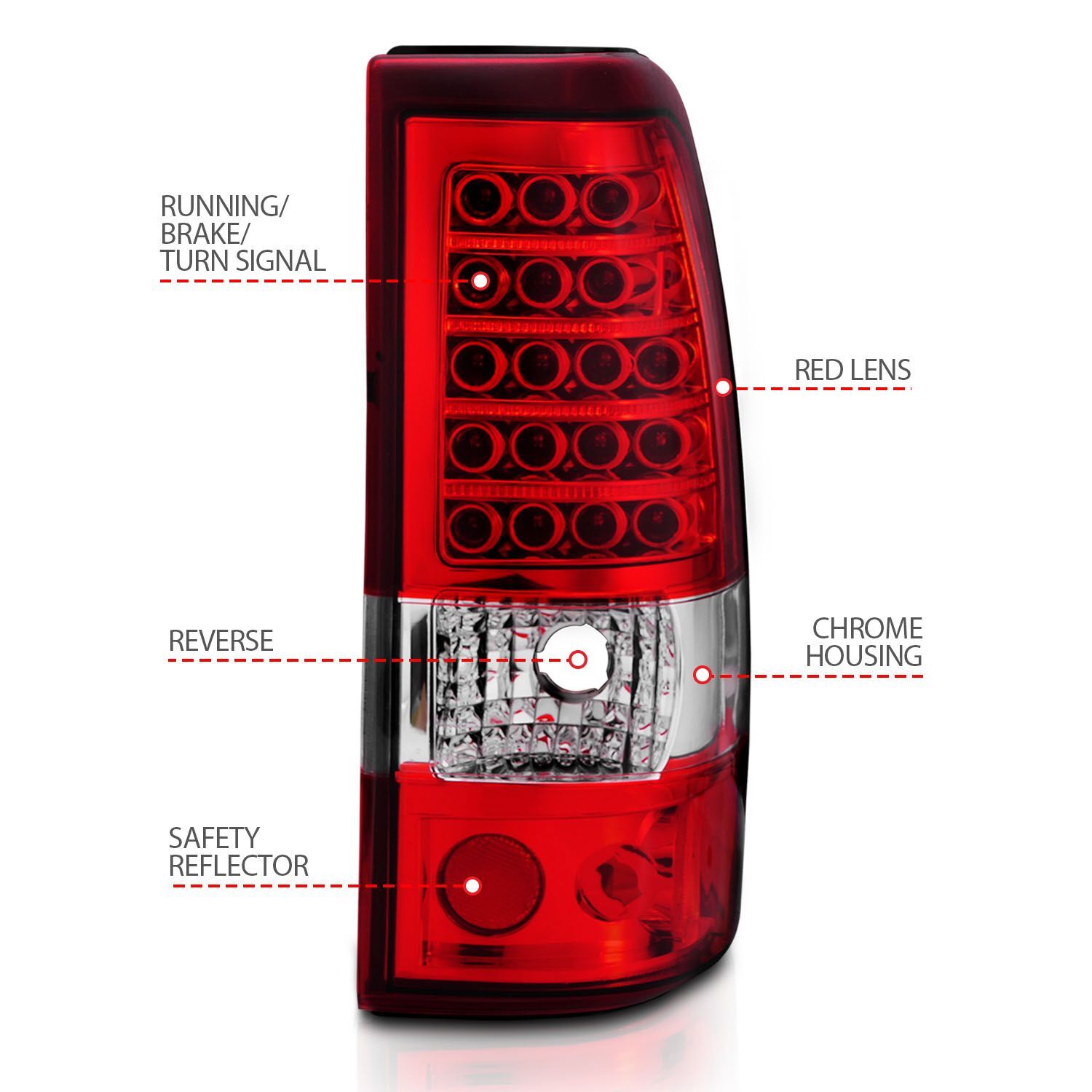 2003-2006 Chevrolet Silverado 1500/2500 Anzo LED Tail Lights Red/Clear