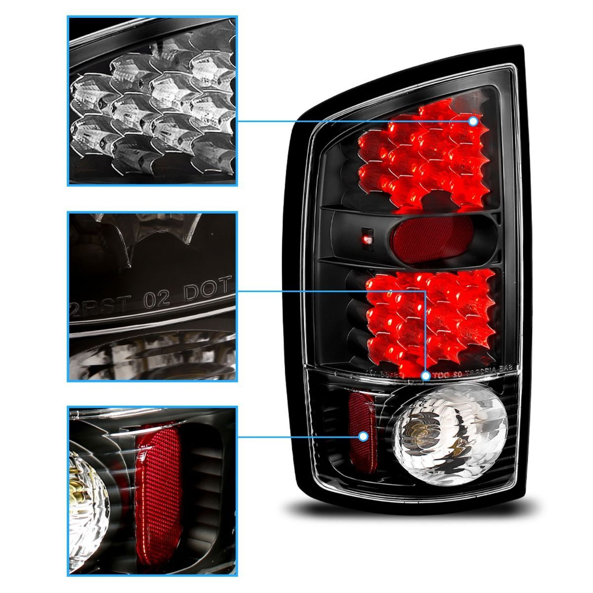 2003-2006 Dodge Ram 1500/2500/3500 Anzo LED Tail Lights Black