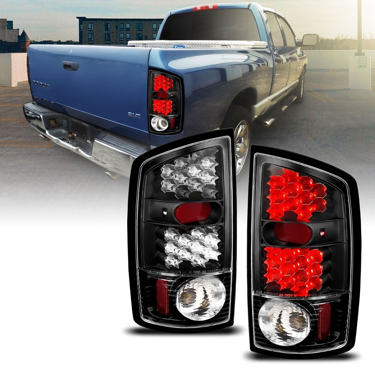 2003-2006 Dodge Ram 1500/2500/3500 Anzo LED Tail Lights Black - 311018