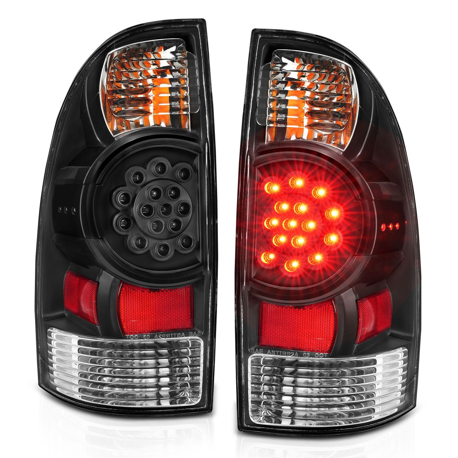 2005-2015 Toyota Tacoma Anzo LED Tail Lights Black - 311042