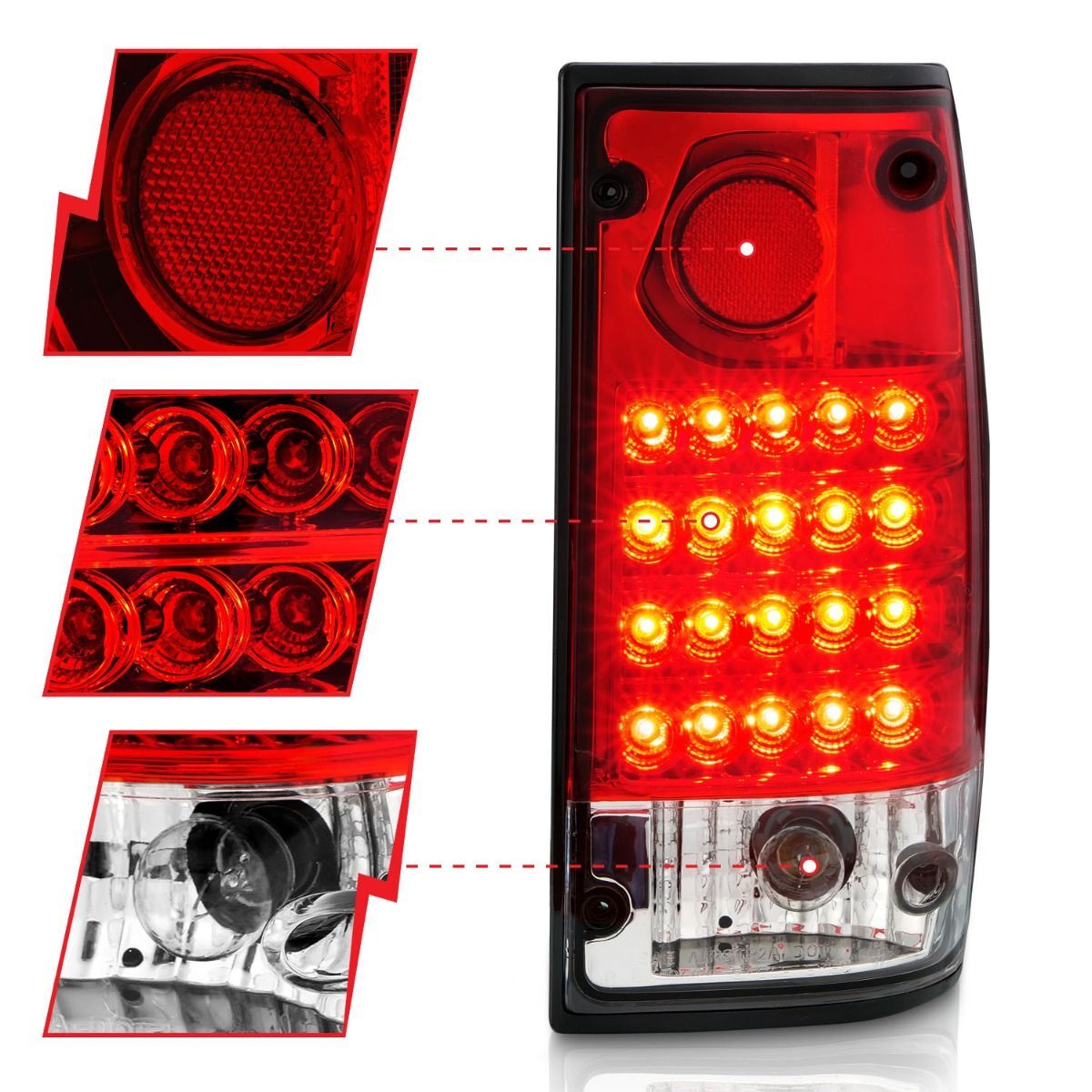 1989-1995 Toyota Pickup Anzo LED Tail Lights Red/Clear