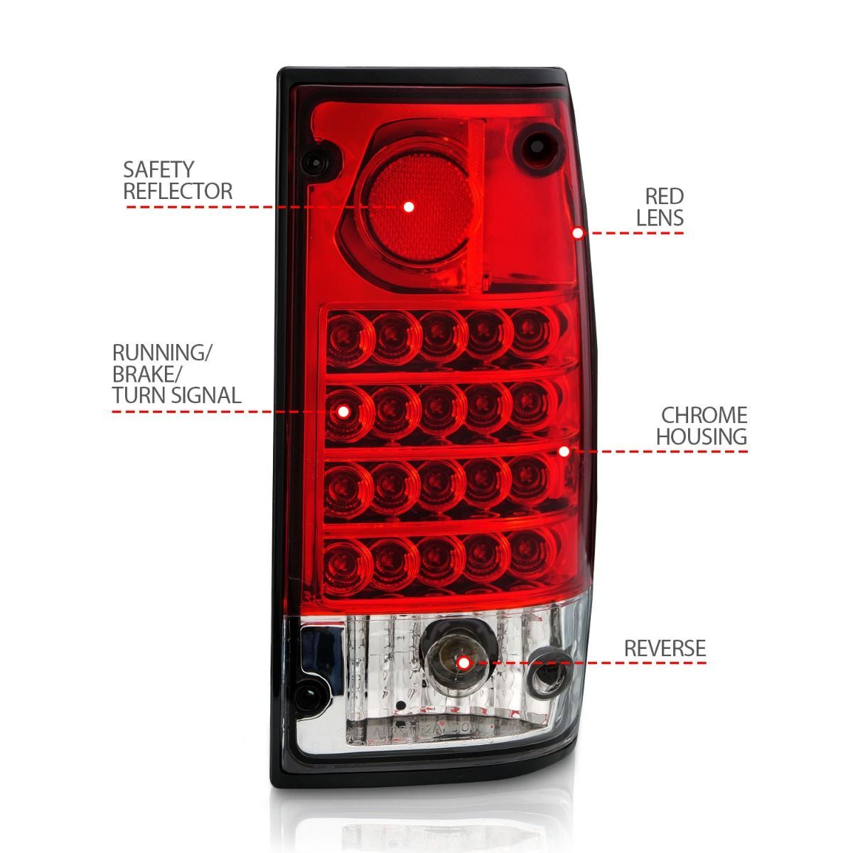 1989-1995 Toyota Pickup Anzo LED Tail Lights Red/Clear