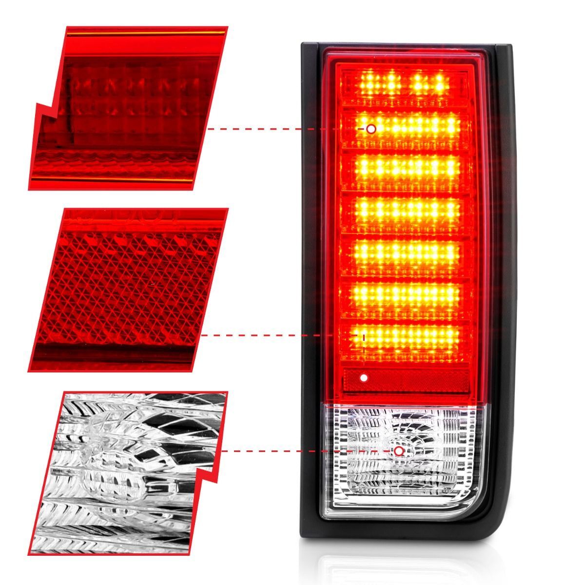 2003-2009 Hummer H2 Anzo LED Tail Lights Red/Clear