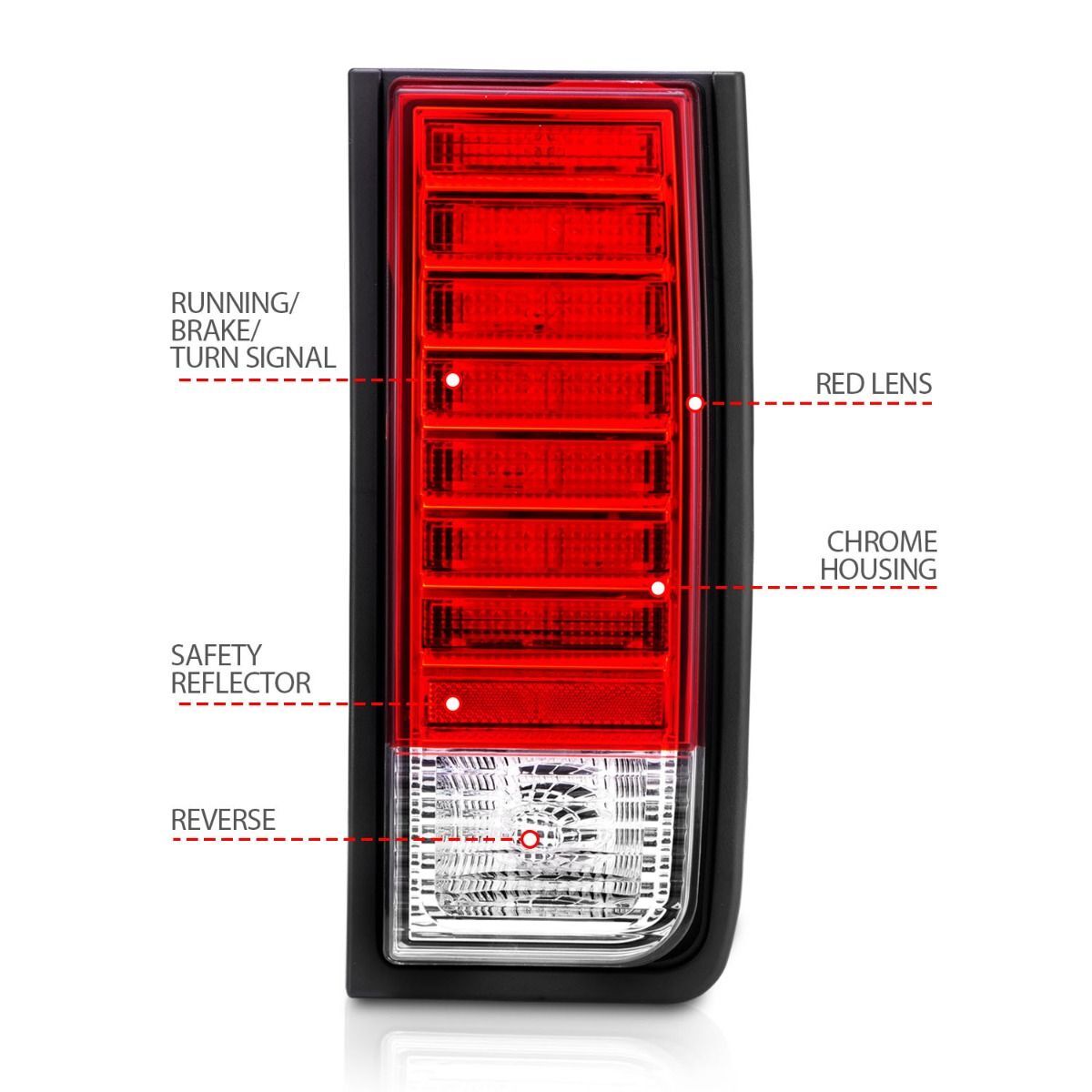 2003-2009 Hummer H2 Anzo LED Tail Lights Red/Clear