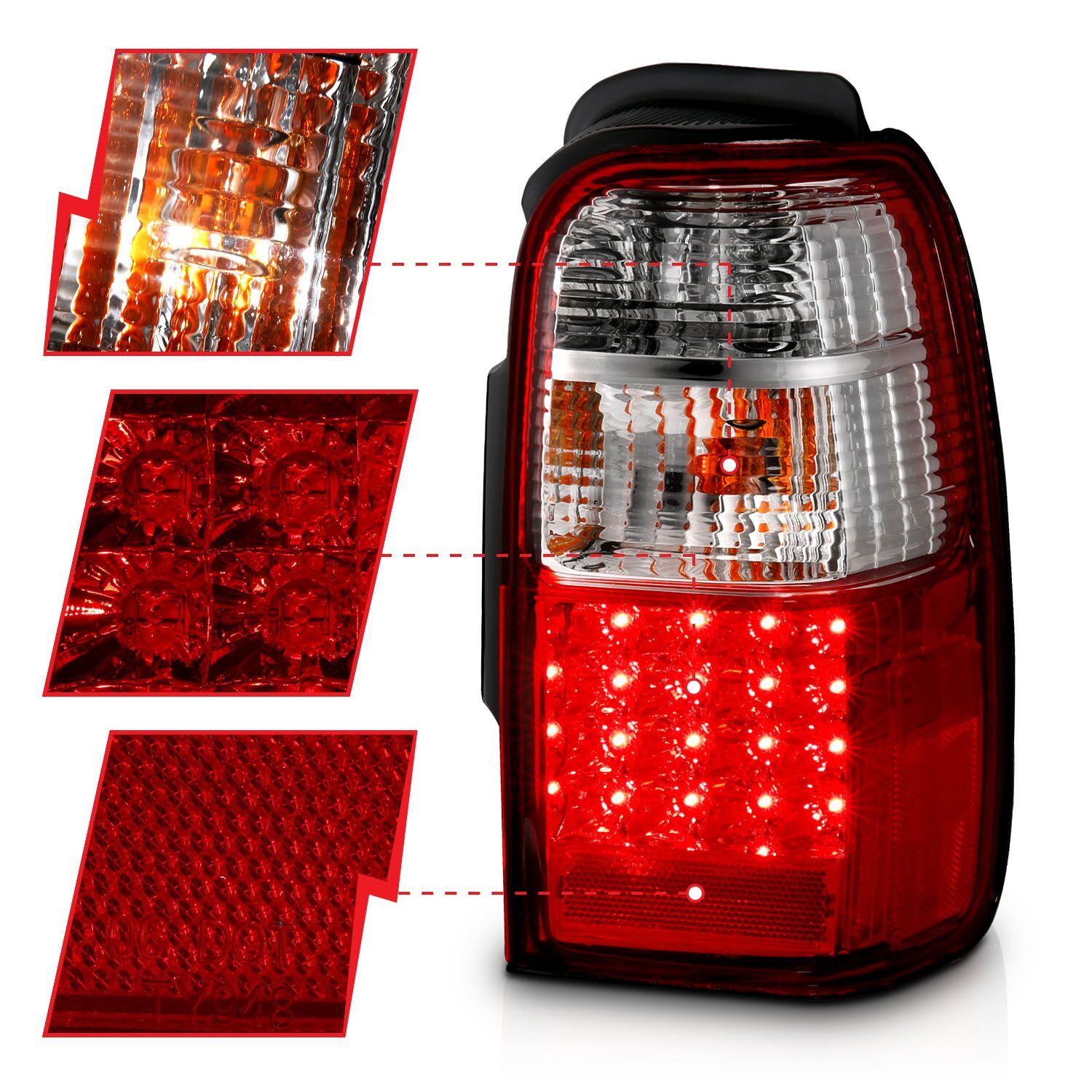 2001-2002 Toyota 4Runner Anzo LED Tail Lights Red/Clear