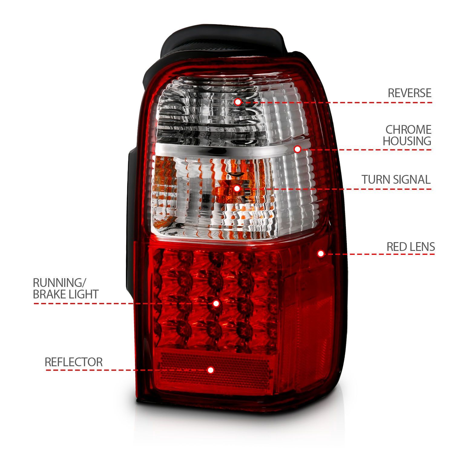 2001-2002 Toyota 4Runner Anzo LED Tail Lights Red/Clear