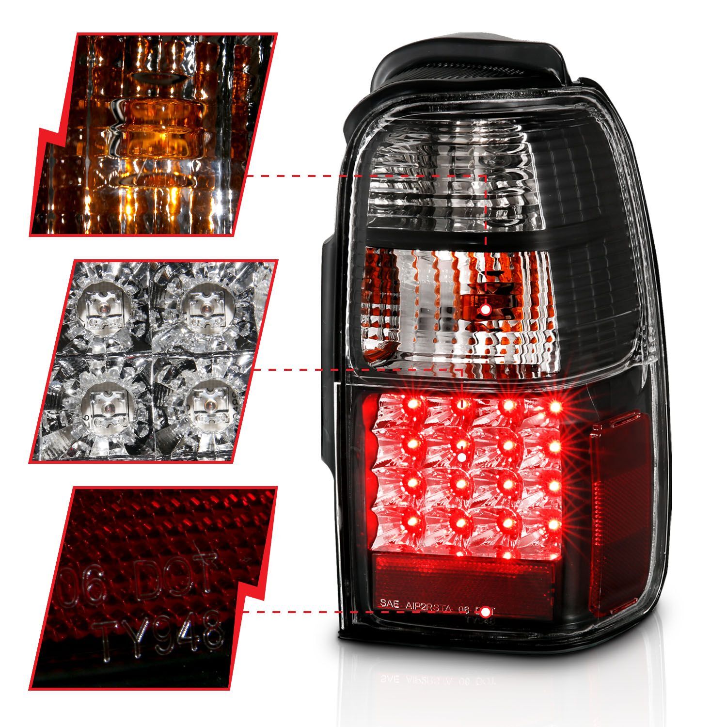 2001-2002 Toyota 4Runner Anzo LED Tail Lights Black