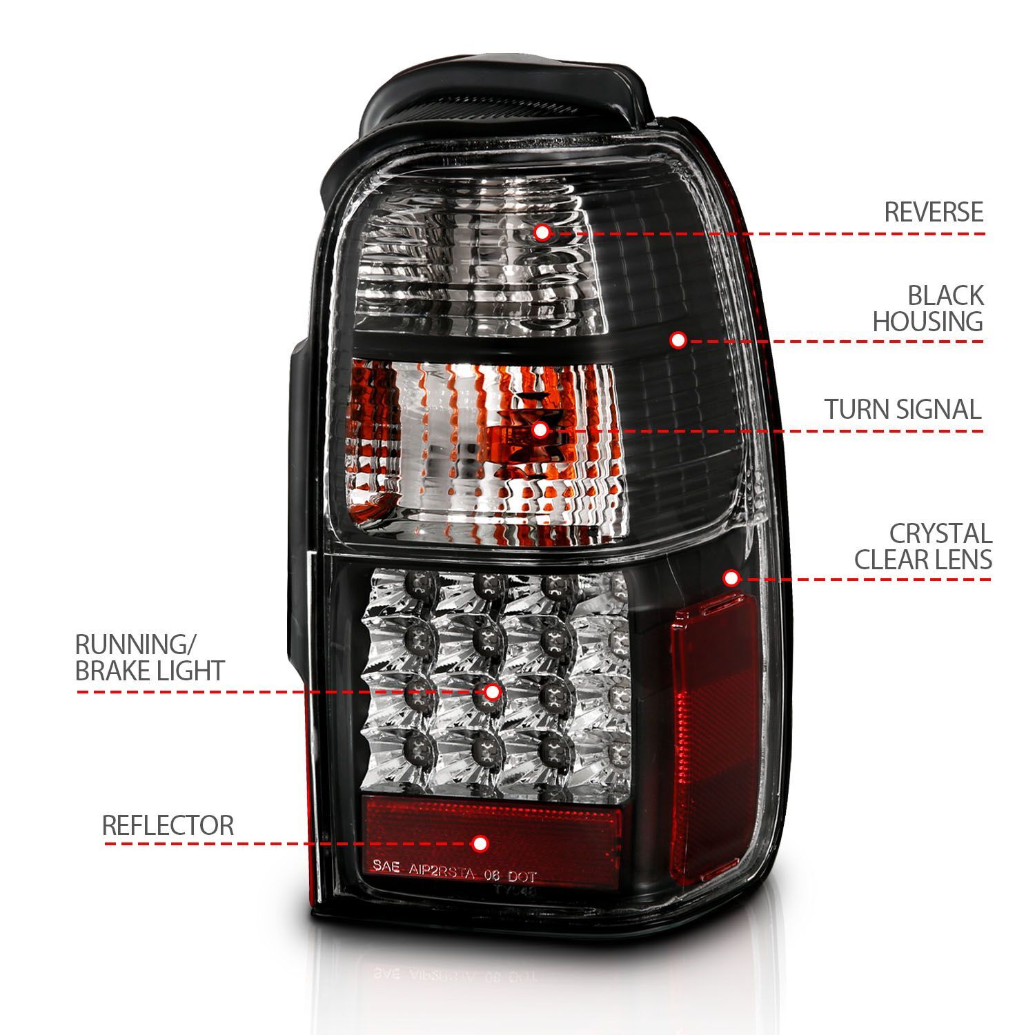 2001-2002 Toyota 4Runner Anzo LED Tail Lights Black