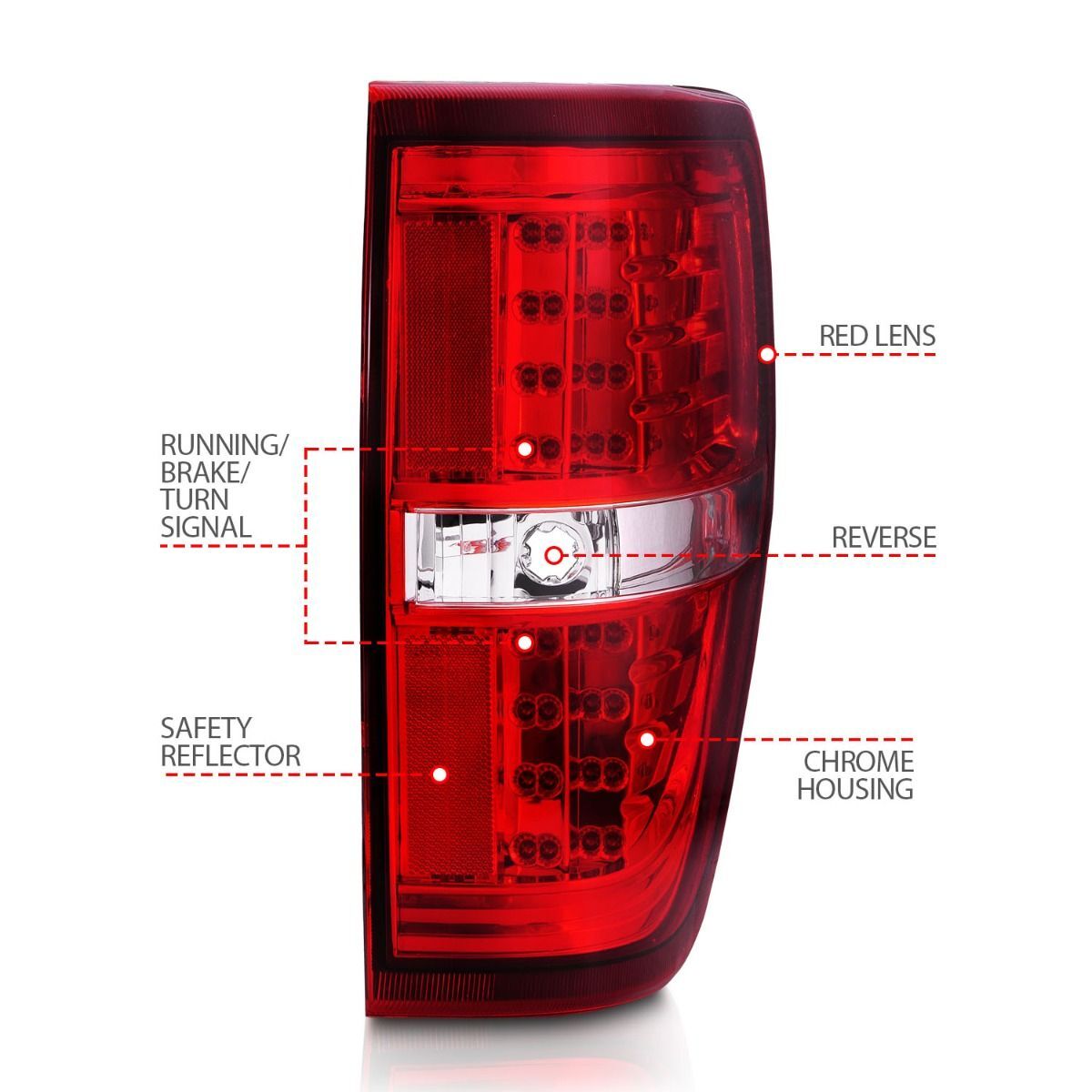 2009-2014 Ford F-150 Anzo LED Tail Lights Red/Clear