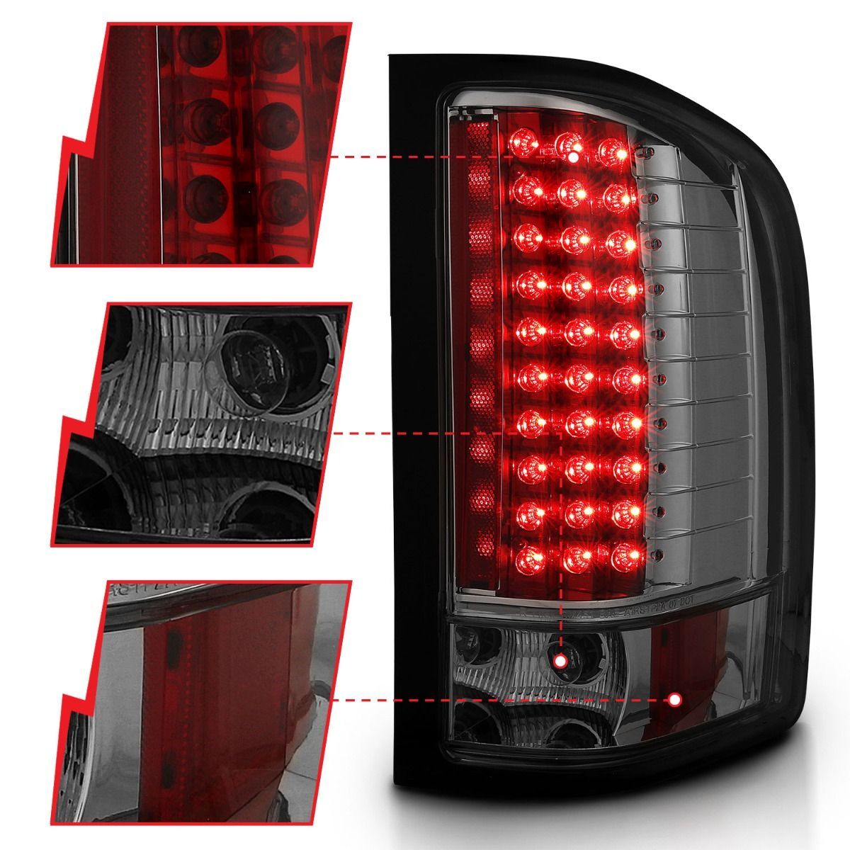 2007-2014 Chevrolet Silverado 1500/2500 HD/3500 HD Anzo LED Tail Lights Smoke