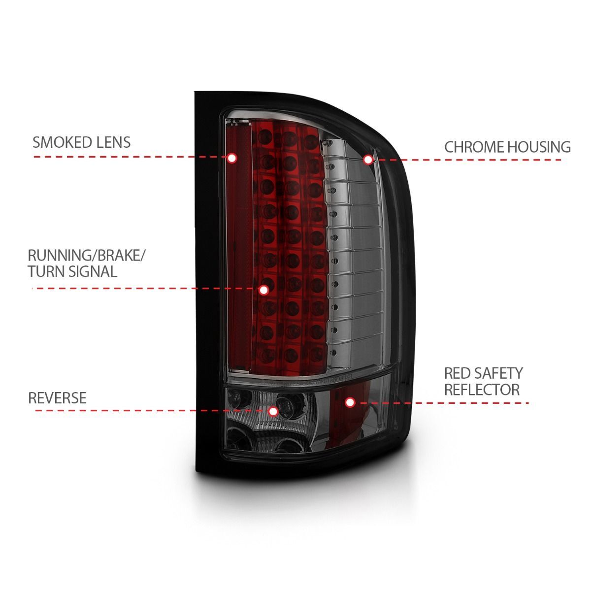 2007-2014 Chevrolet Silverado 1500/2500 HD/3500 HD Anzo LED Tail Lights Smoke