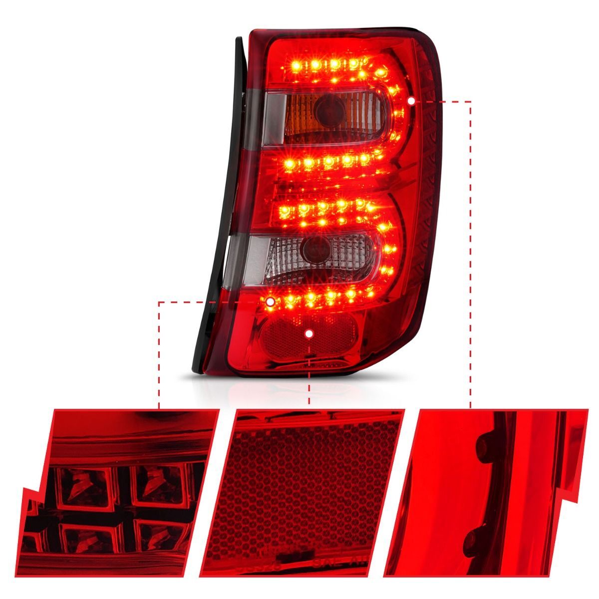 1999-2004 Jeep Grand Cherokee Anzo LED Tail Lights Red/Smoke