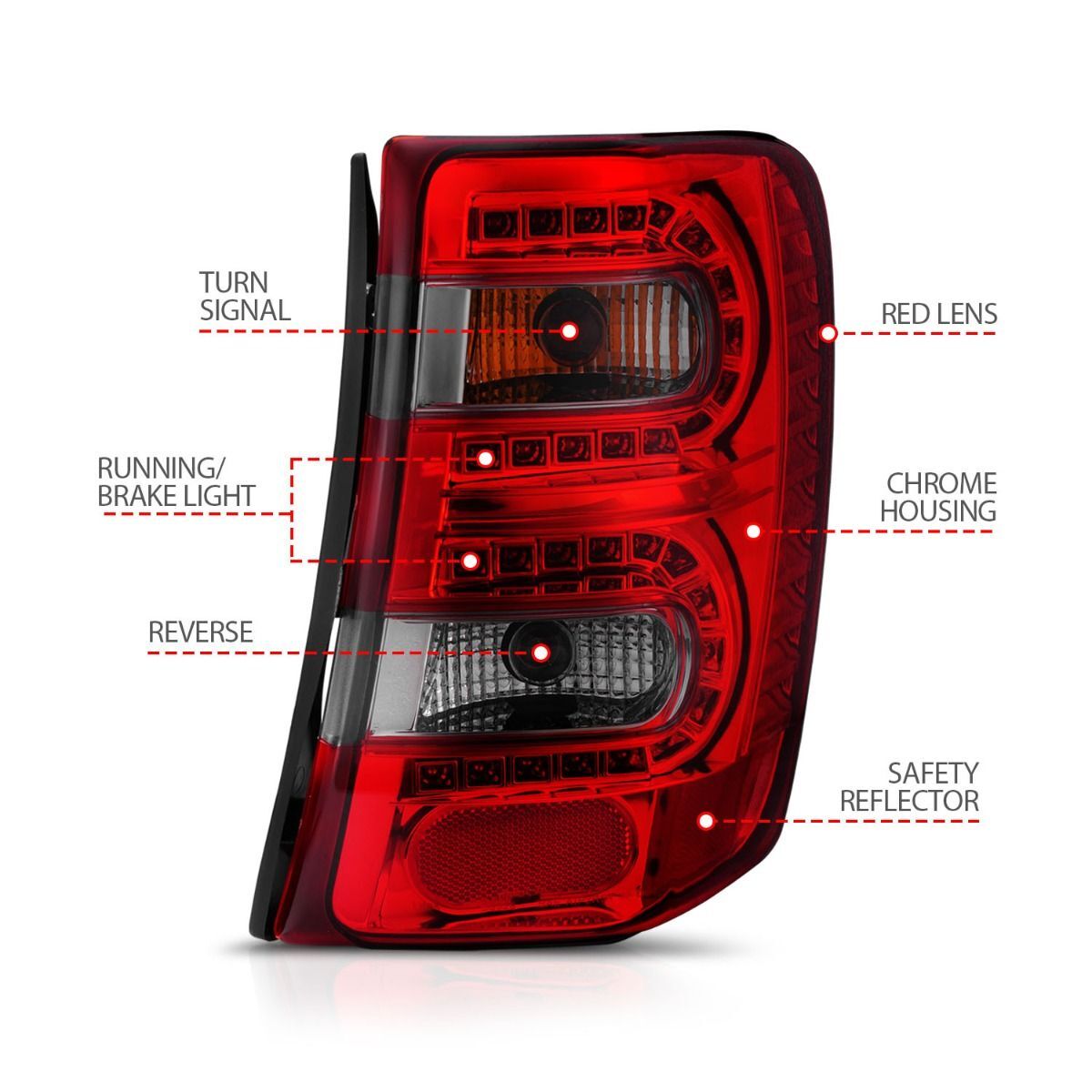 1999-2004 Jeep Grand Cherokee Anzo LED Tail Lights Red/Smoke