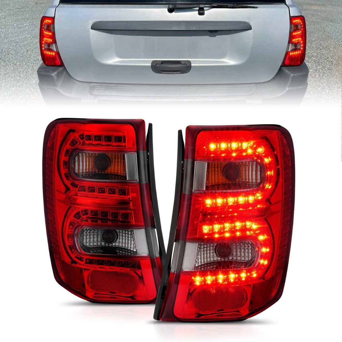 1999-2004 Jeep Grand Cherokee Anzo LED Tail Lights Red/Smoke - 311180