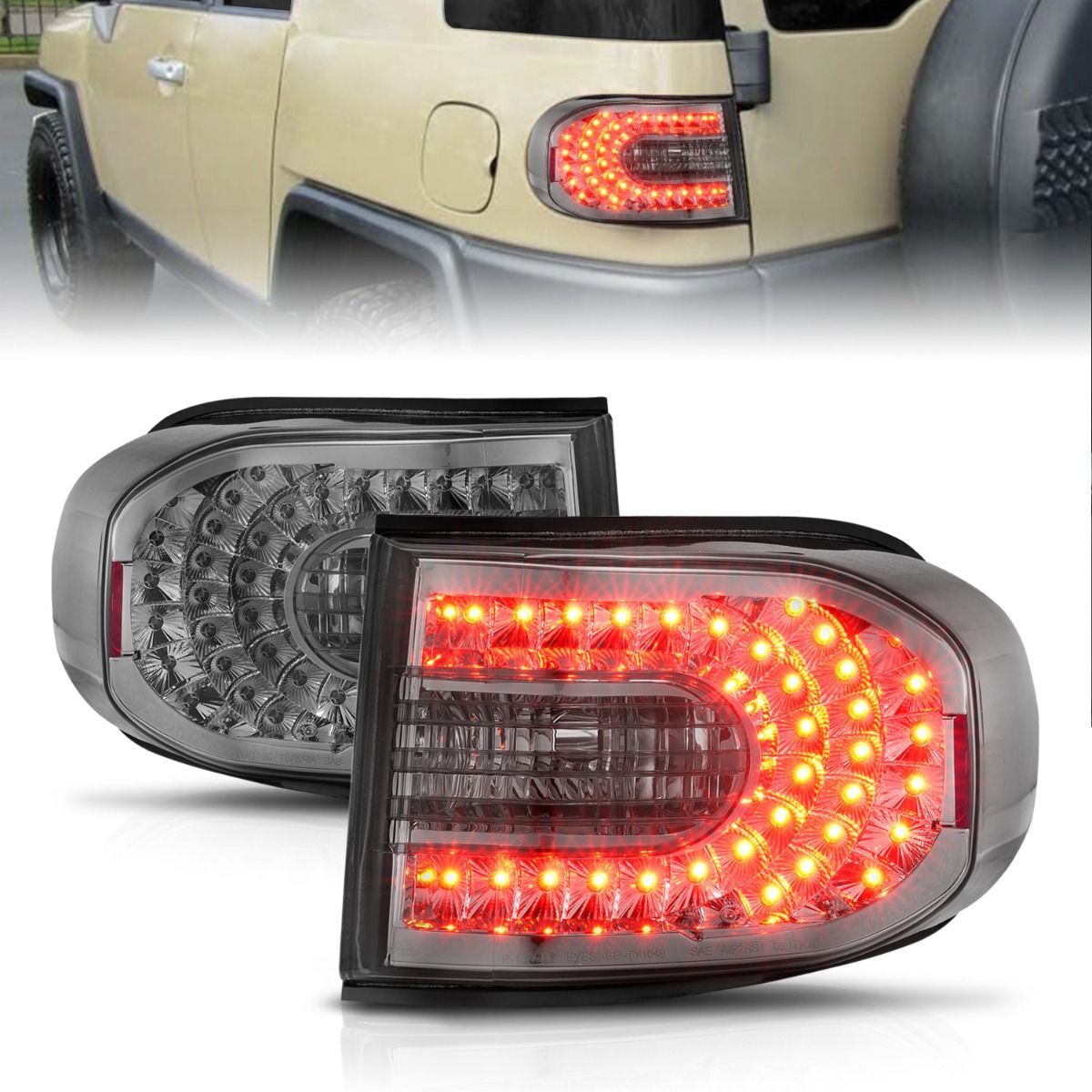 2007-2014 Toyota FJ Cruiser Anzo LED Tail Lights Smoke - 311184
