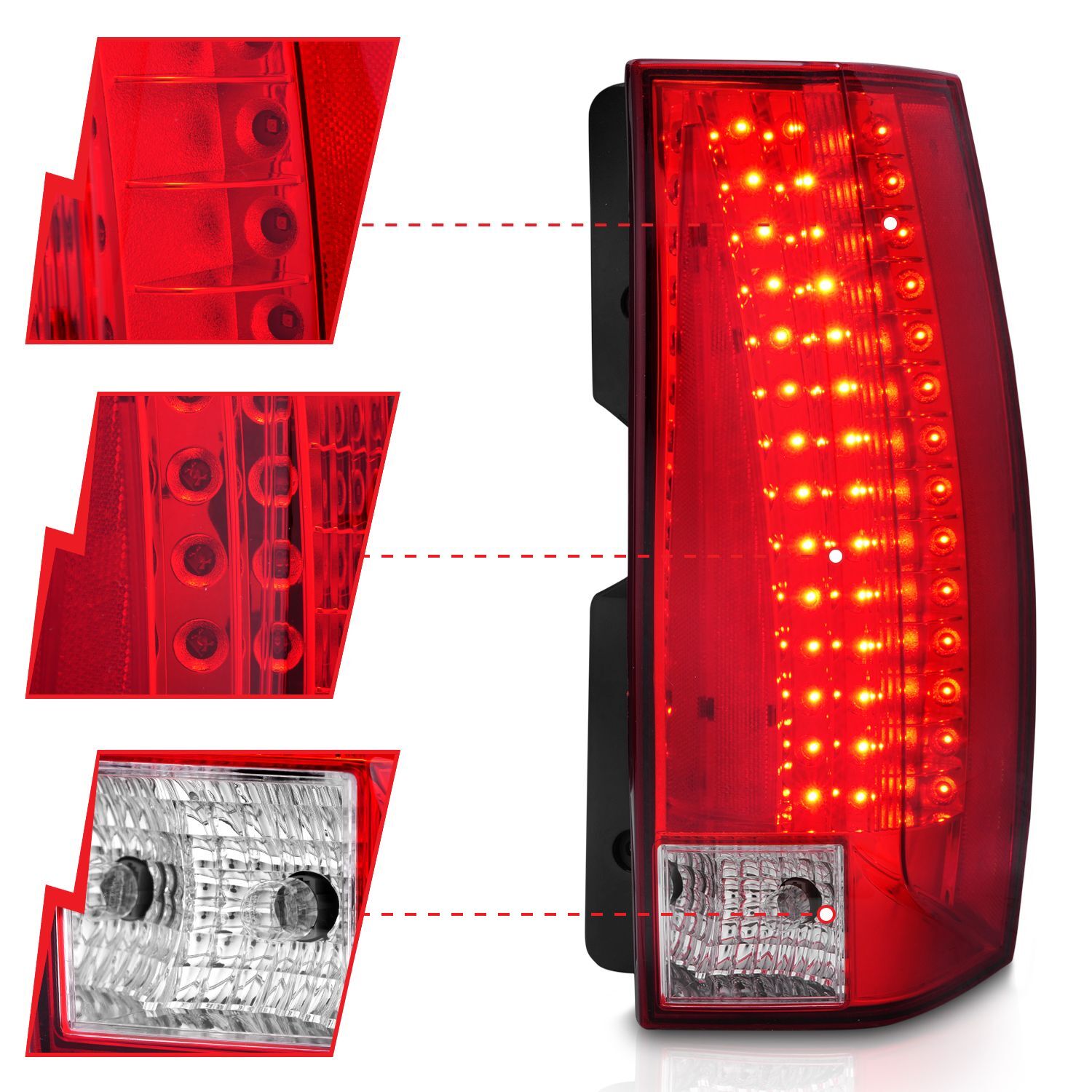 2007-2014 GMC Suburban/Tahoe Anzo LED Tail Lights Red/Clear - Escalade Look