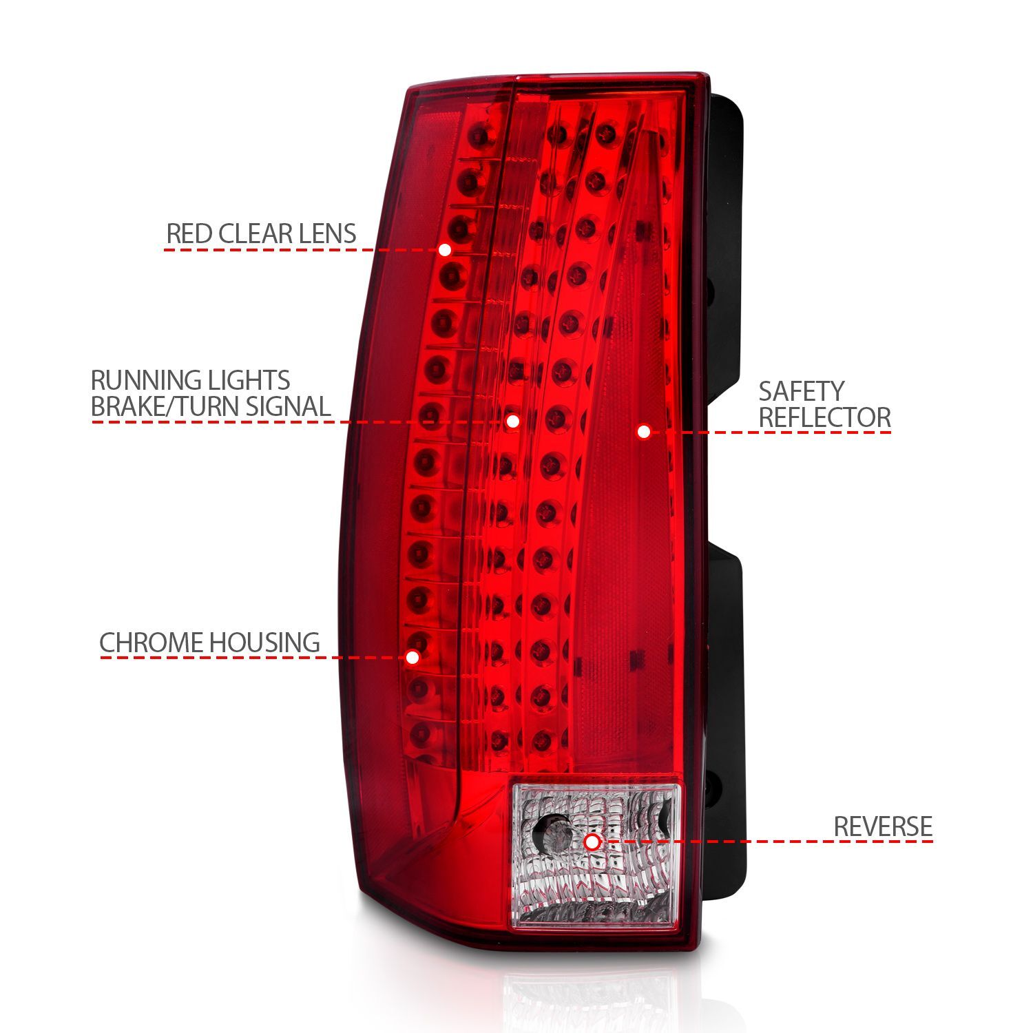 2007-2014 GMC Suburban/Tahoe Anzo LED Tail Lights Red/Clear - Escalade Look