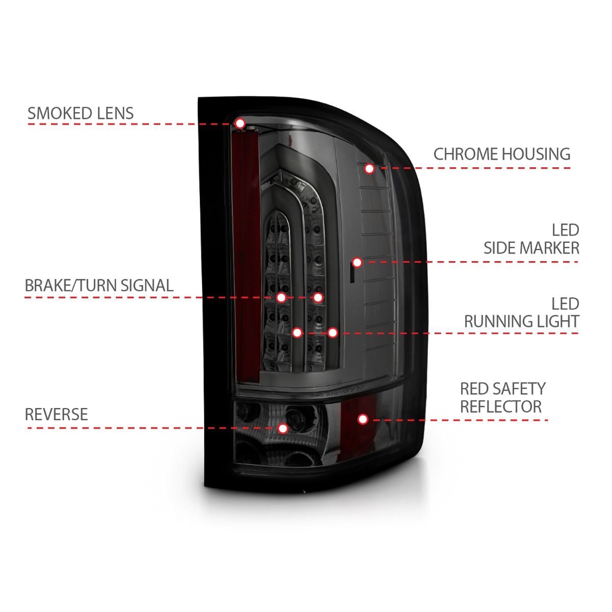 2007-2014 Chevrolet Silverado 1500/2500 HD/3500 HD Anzo LED Tail Lights Smoke G2