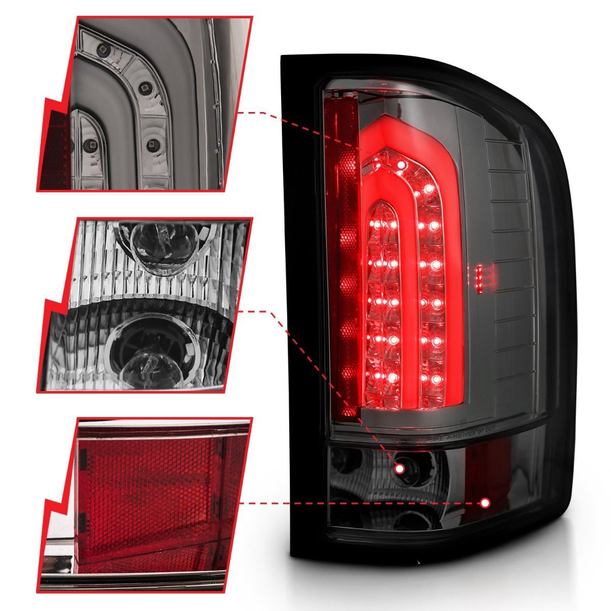 2007-2014 Chevrolet Silverado 1500/2500 HD/3500 HD Anzo LED Tail Lights Smoke G2