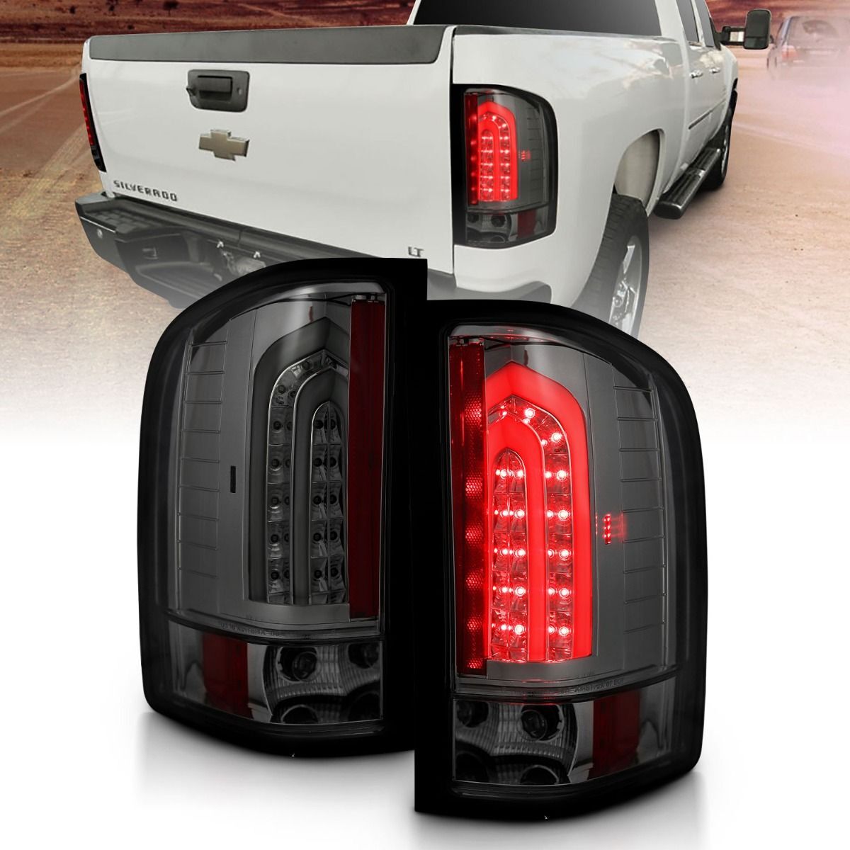 2007-2014 Chevrolet Silverado 1500/2500 HD/3500 HD Anzo LED Tail Lights Smoke G2 - 311226