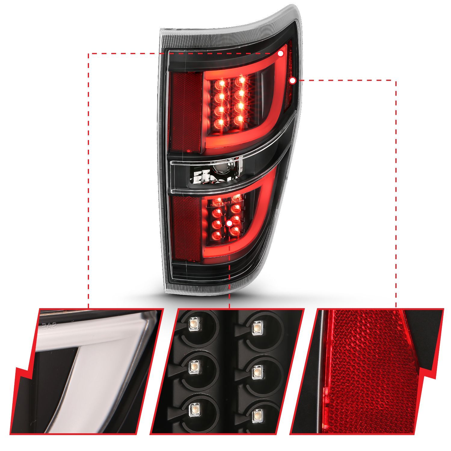 2009-2014 Ford F-150 Anzo LED Tail Lights Black