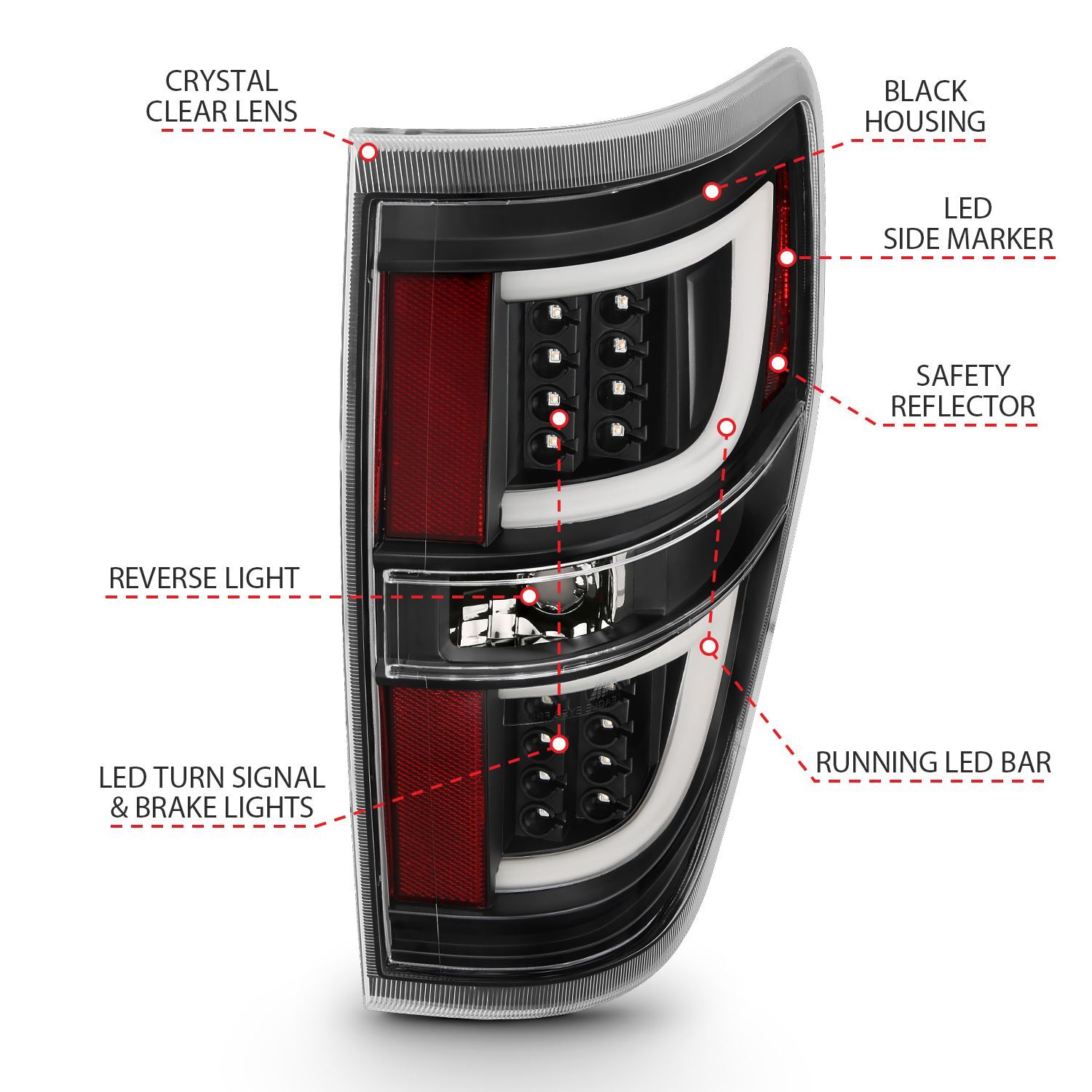 2009-2014 Ford F-150 Anzo LED Tail Lights Black