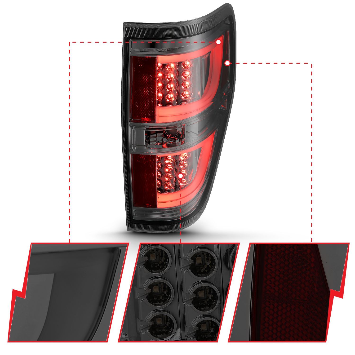 2009-2014 Ford F-150 Anzo LED Tail Lights Smoke