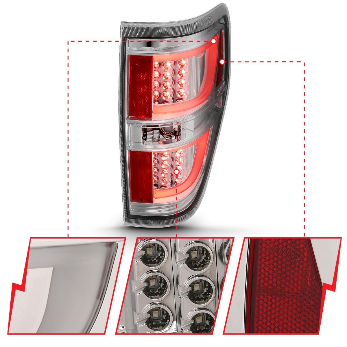 2009-2014 Ford F-150 Anzo LED Tail Lights Chrome