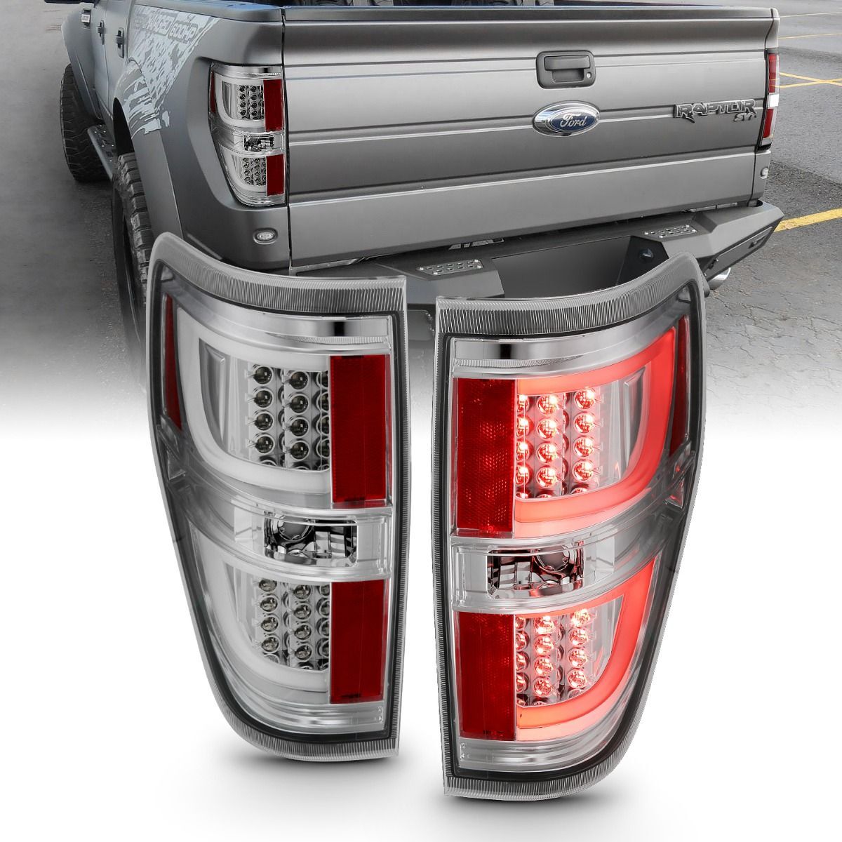 2009-2014 Ford F-150 Anzo LED Tail Lights Chrome - 311259