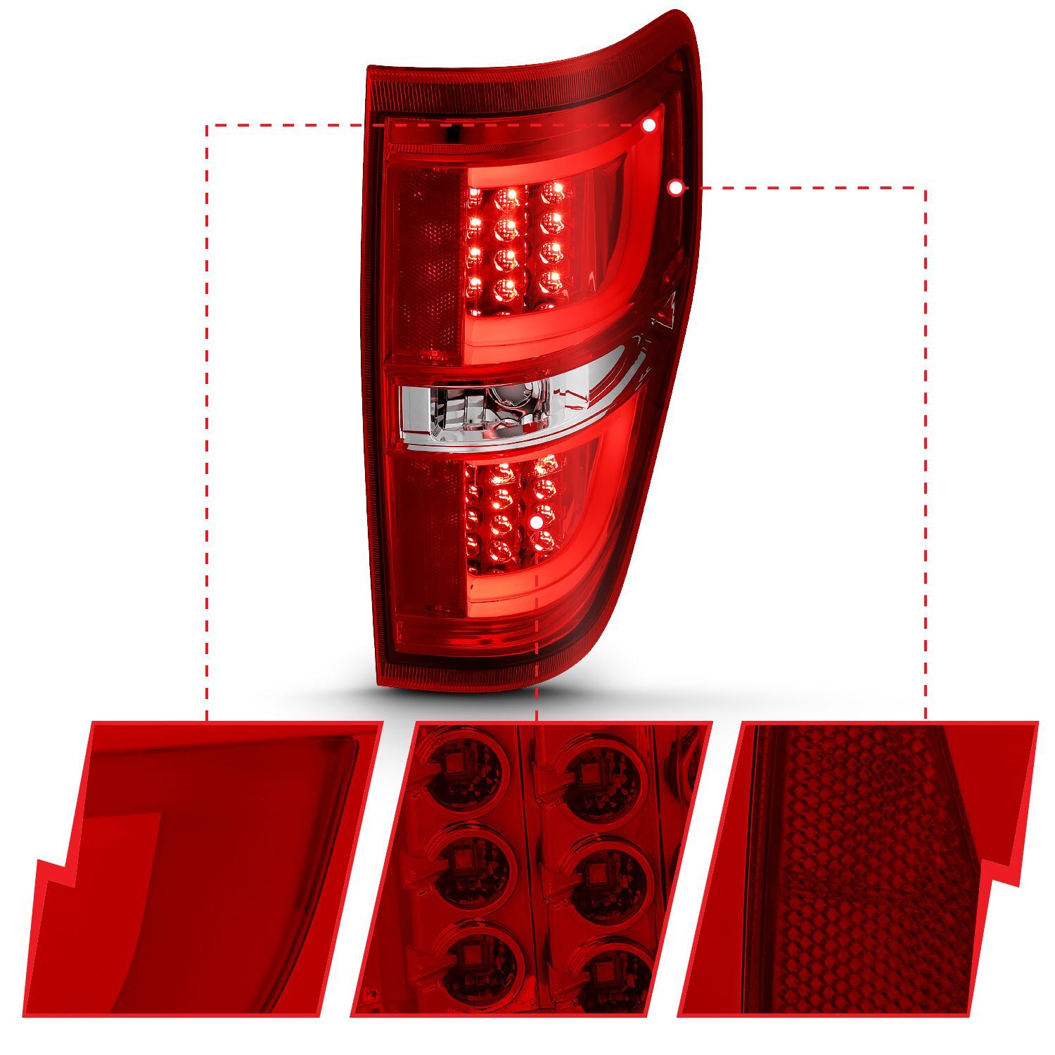 2009-2014 Ford F-150 Anzo LED Tail Lights Red/Clear