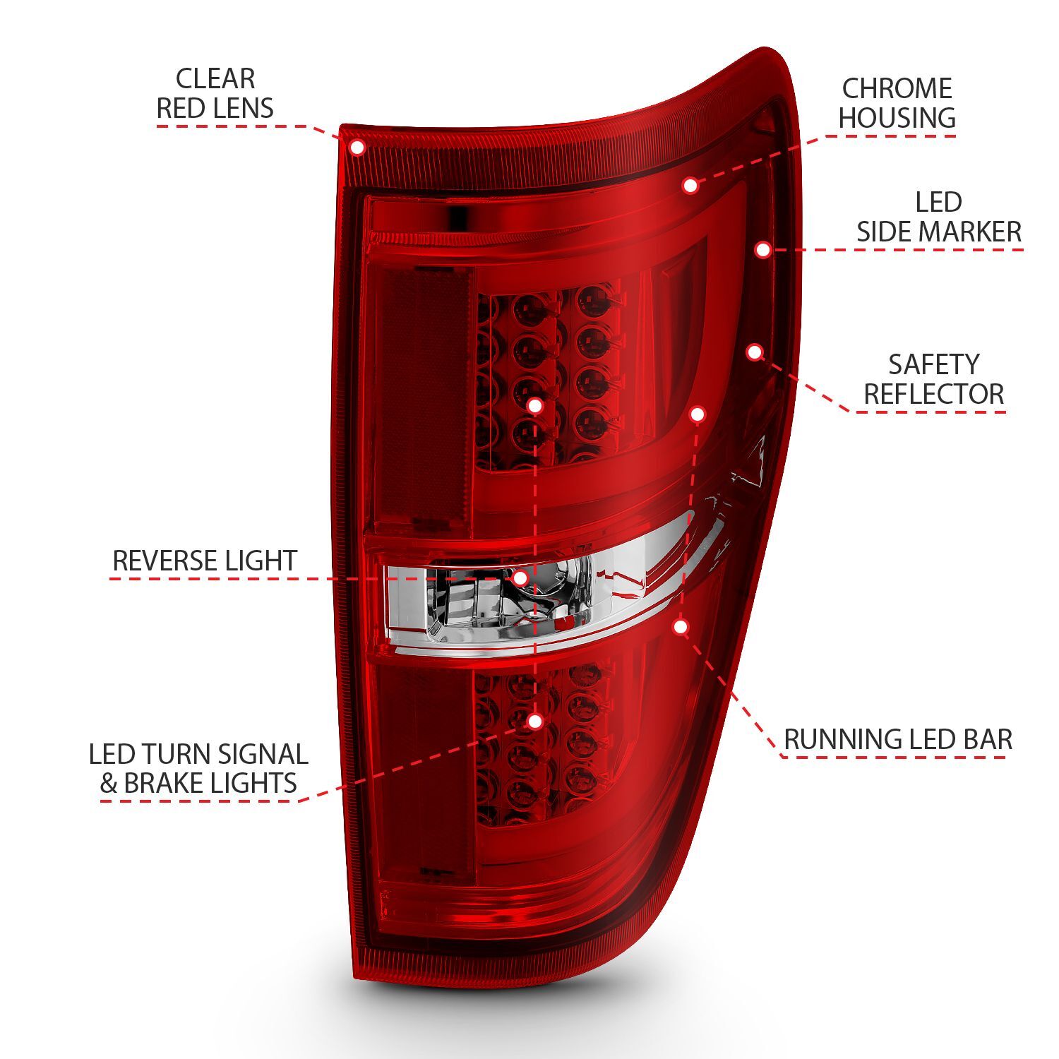 2009-2014 Ford F-150 Anzo LED Tail Lights Red/Clear