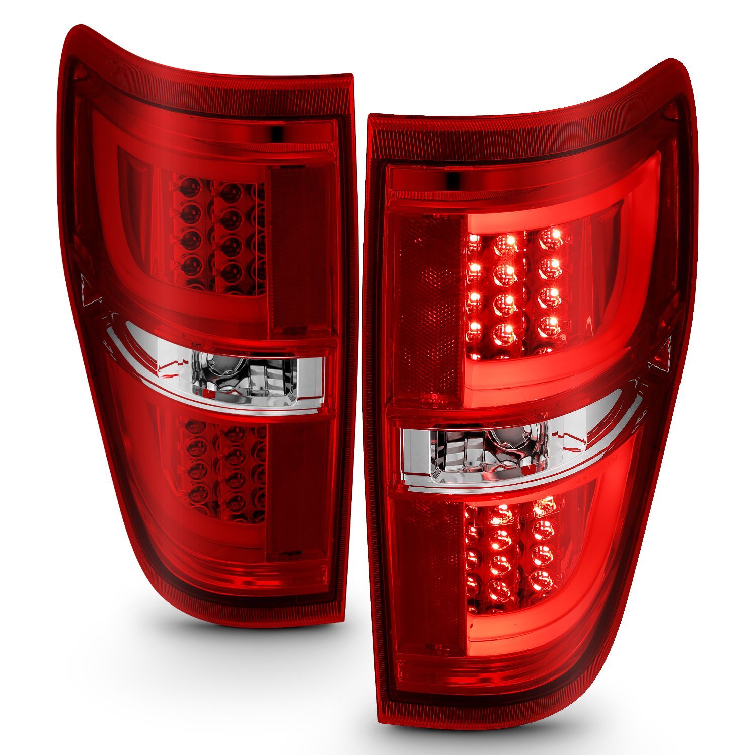 2009-2014 Ford F-150 Anzo LED Tail Lights Red/Clear - 311260