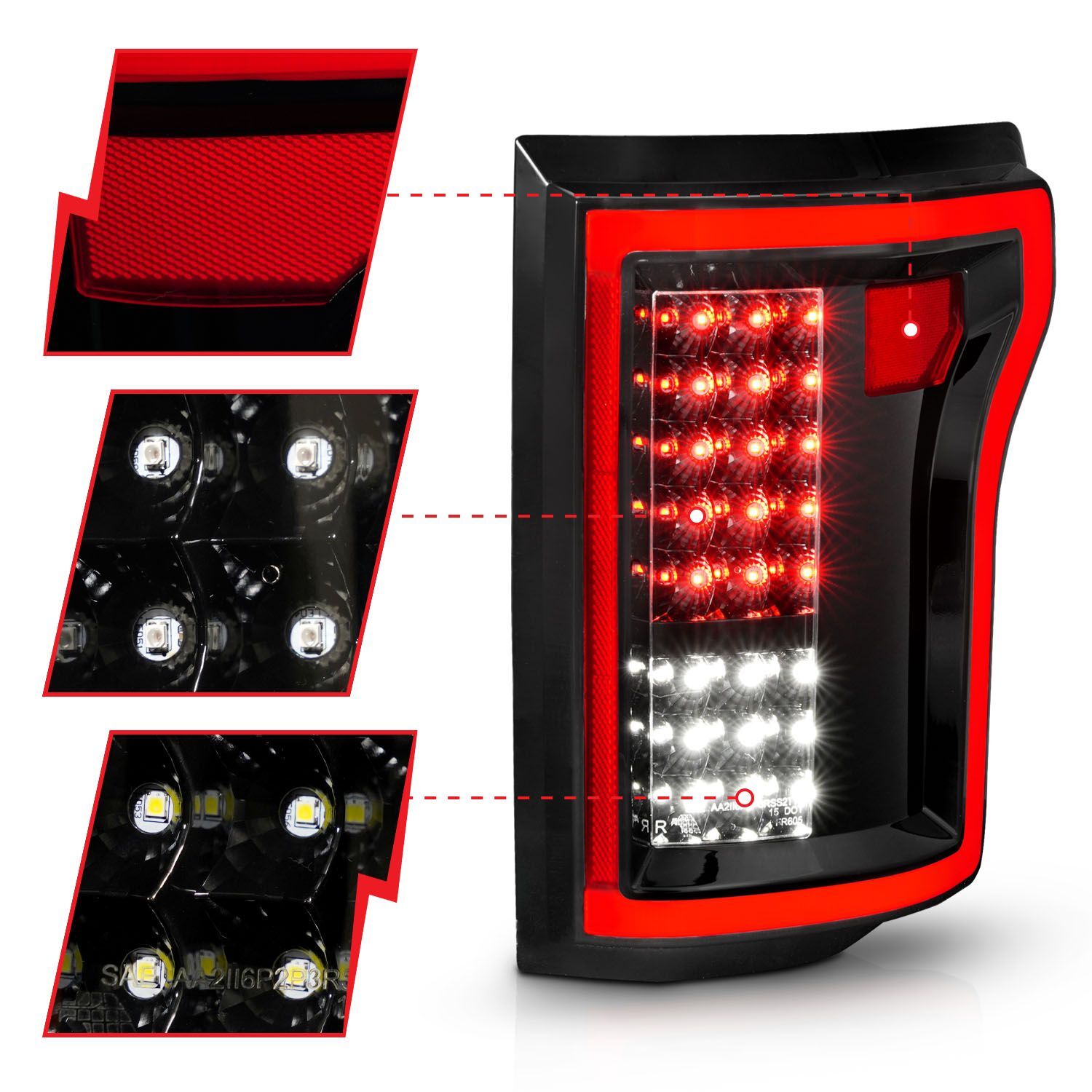 2015-2017 Ford F-150 Anzo LED Tail Lights Black