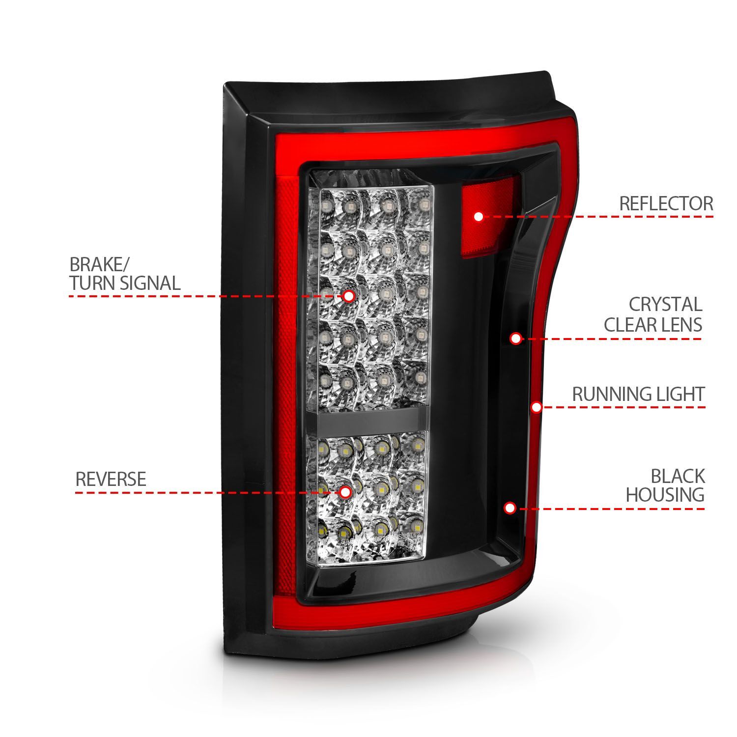 2015-2017 Ford F-150 Anzo LED Tail Lights Red/Clear