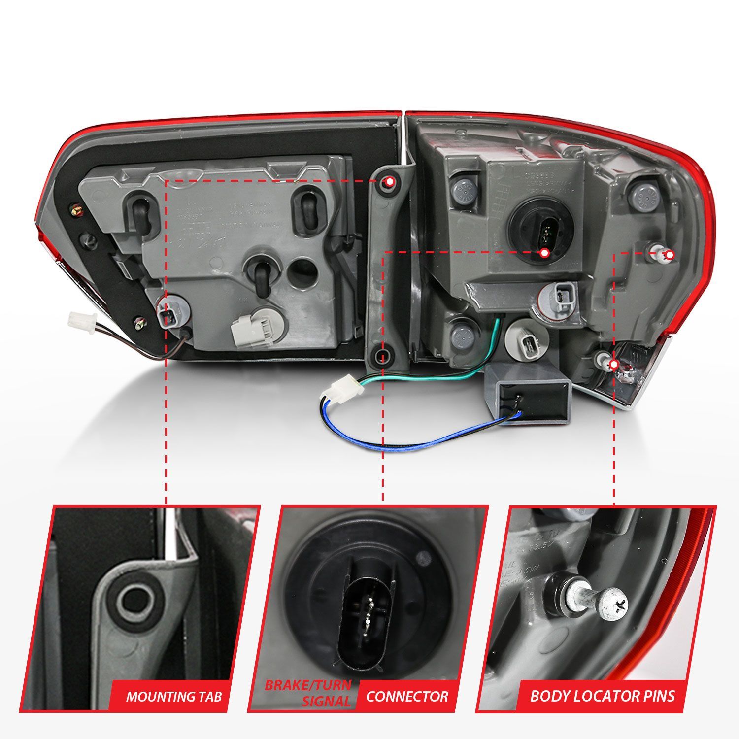 2014-2021 Jeep Grand Cherokee Anzo LED Tail Lights Red/Clear
