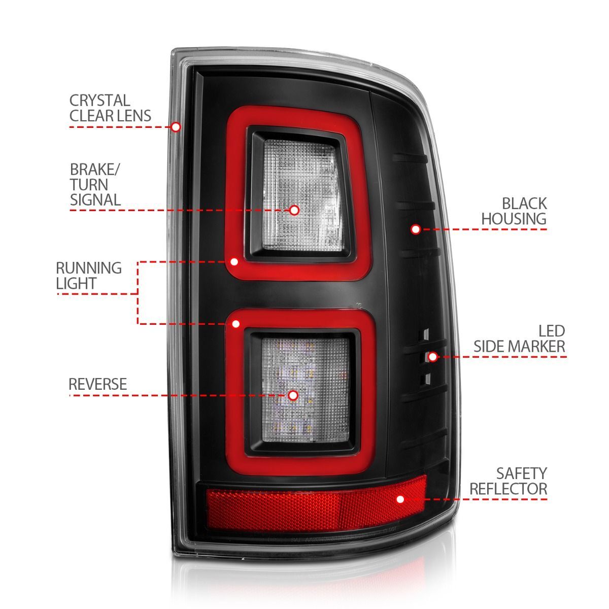 2009-2018 Dodge Ram 1500/2500/3500 Anzo LED Tail Lights Black