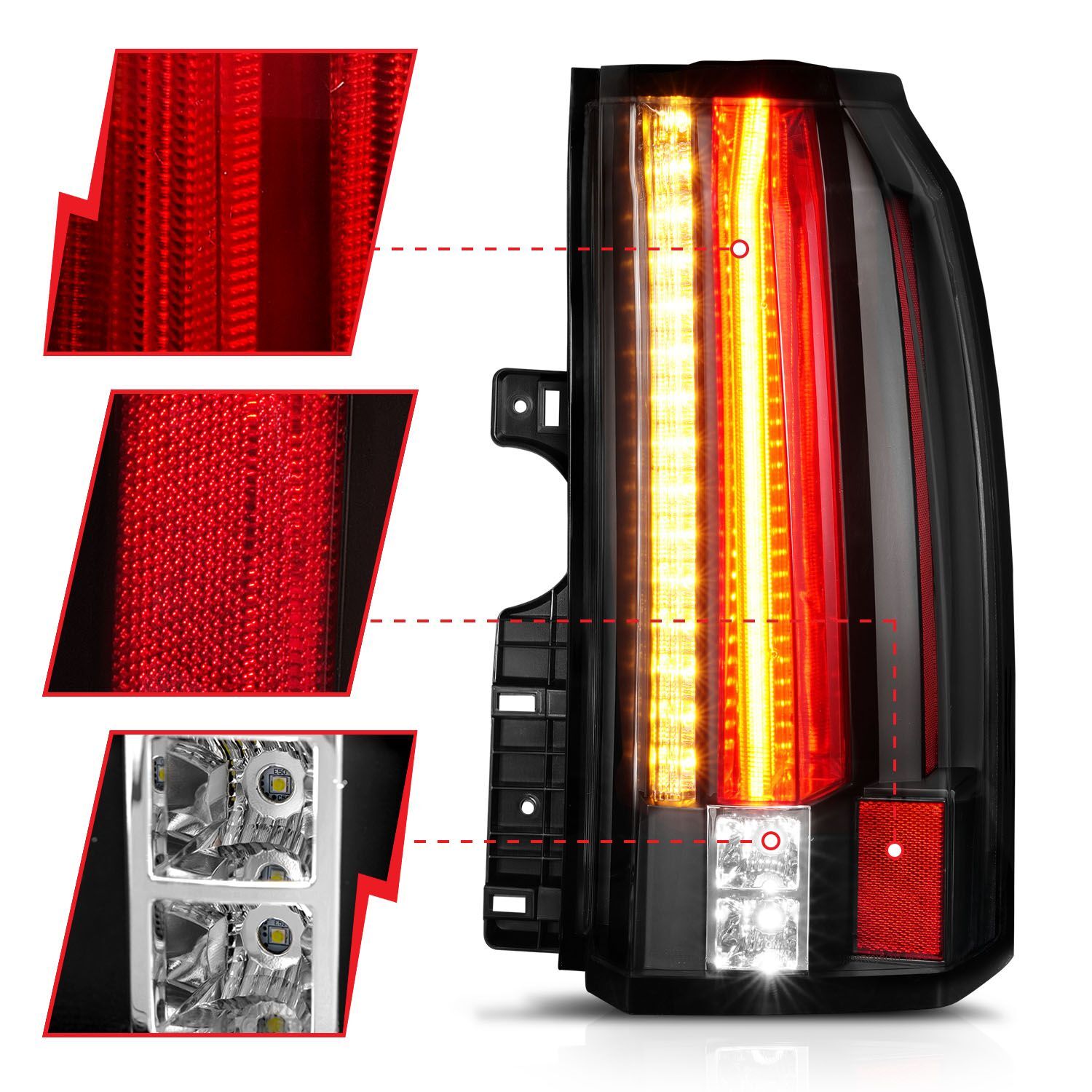 2015-2019 GMC Yukon/Yukon Denali/Yukon XL Anzo LED Tail Lights Black