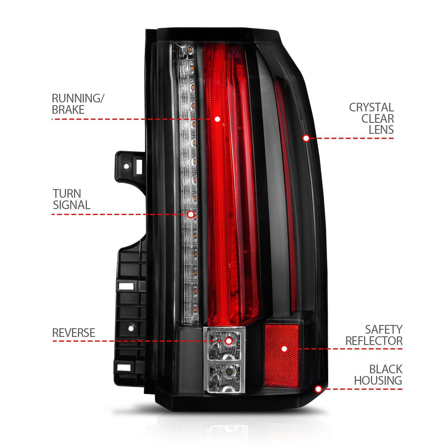 2015-2019 GMC Yukon/Yukon Denali/Yukon XL Anzo LED Tail Lights Black