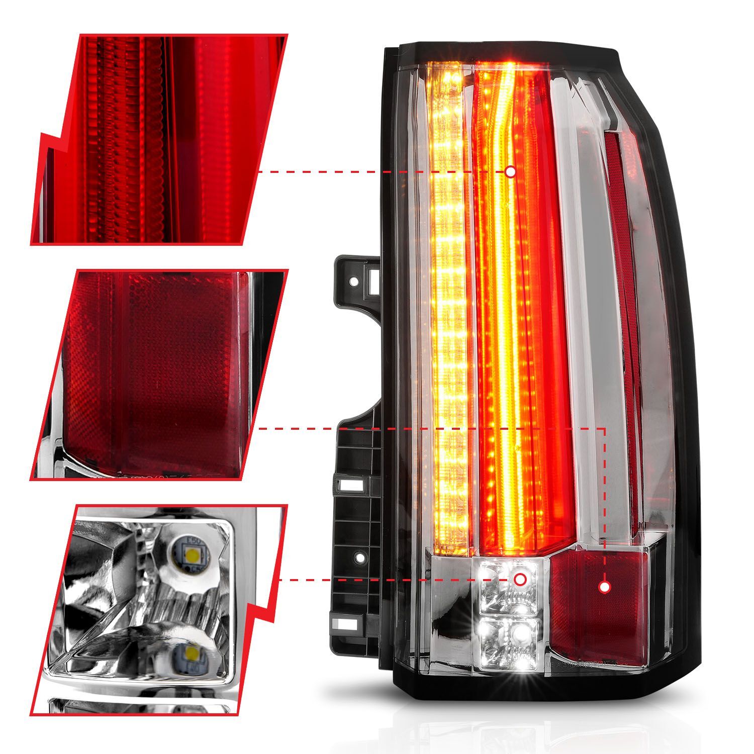 2015-2019 GMC Yukon/Yukon Denali/Yukon XL Anzo LED Tail Lights Chrome