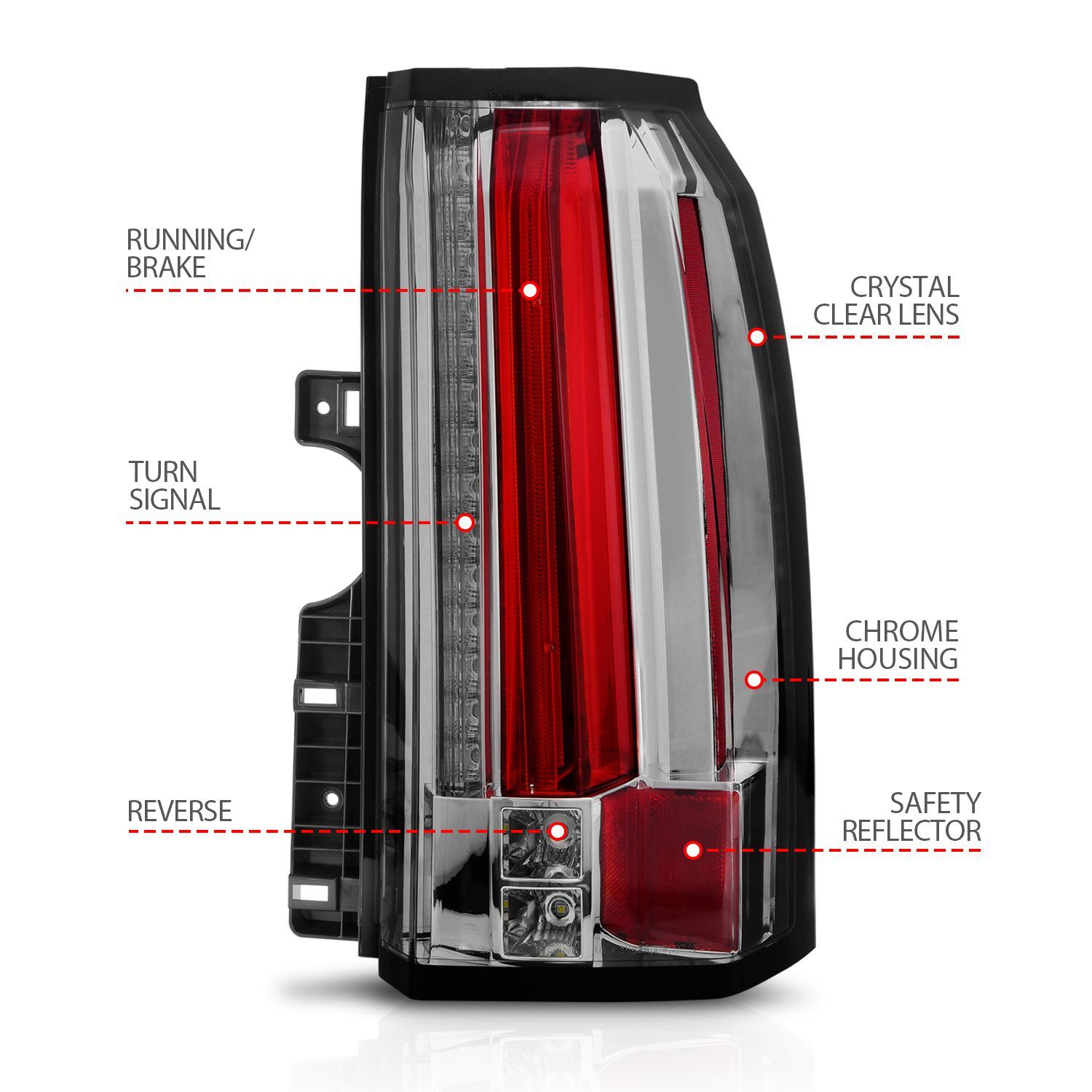 2015-2019 GMC Yukon/Yukon Denali/Yukon XL Anzo LED Tail Lights Chrome