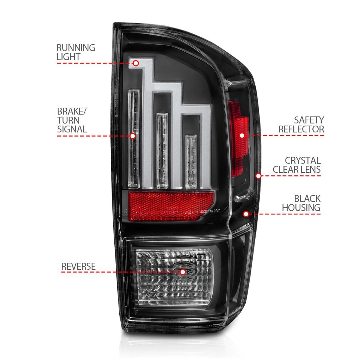 2016-2023 Toyota Tacoma Anzo LED Tail Lights Black
