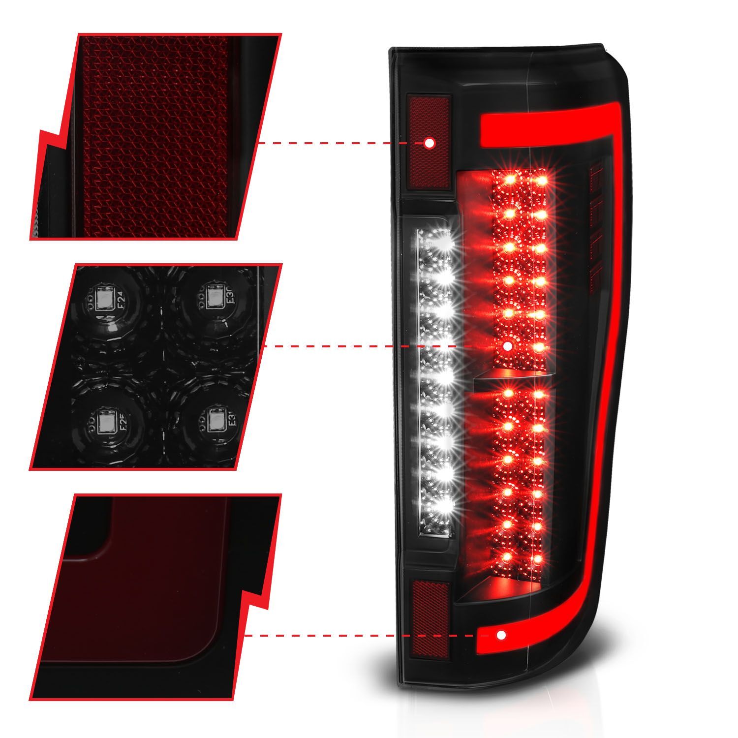 2017-2019 Ford F-250/F-350/F-450 Super Duty Anzo LED Tail Lights Smoke