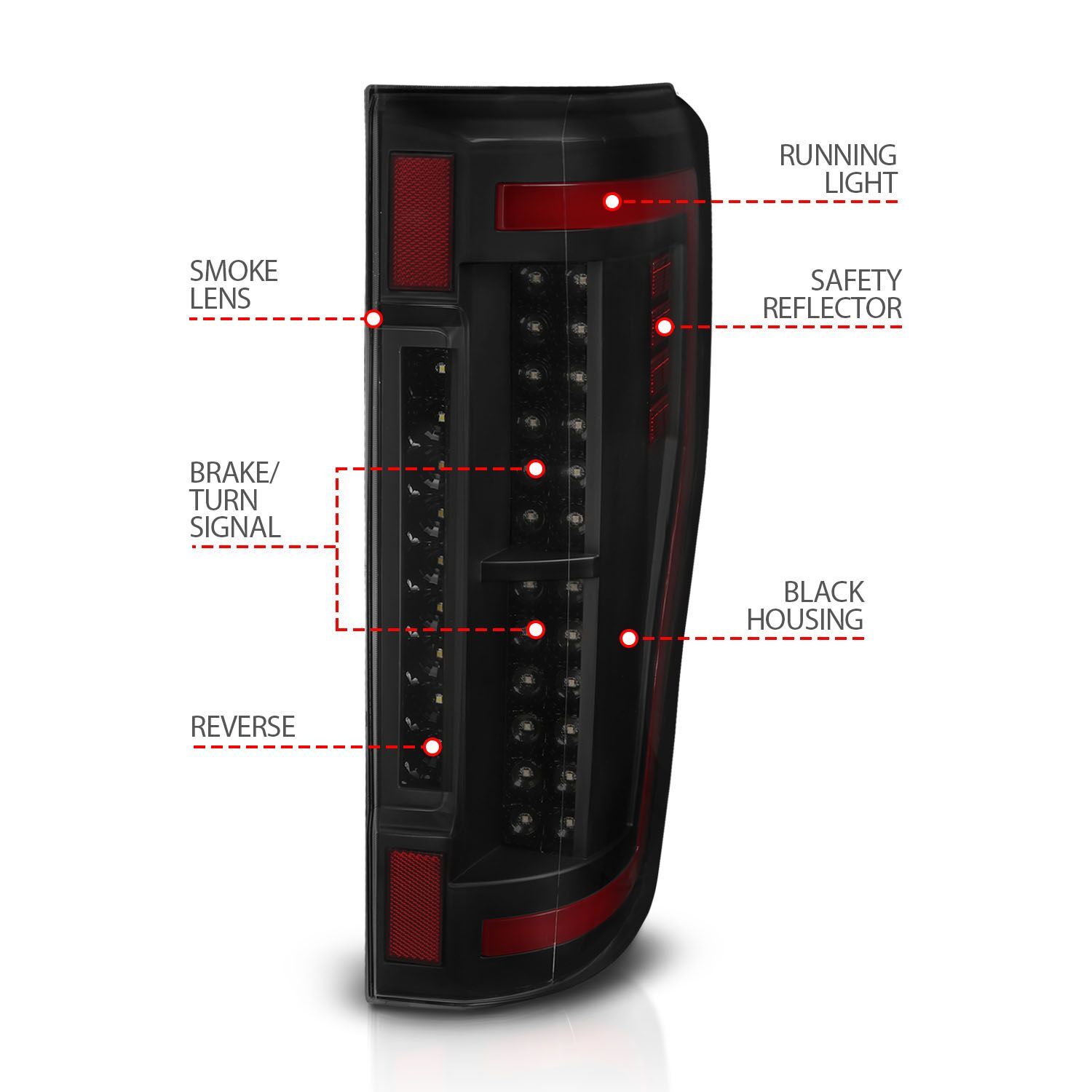 2017-2019 Ford F-250/F-350/F-450 Super Duty Anzo LED Tail Lights Smoke