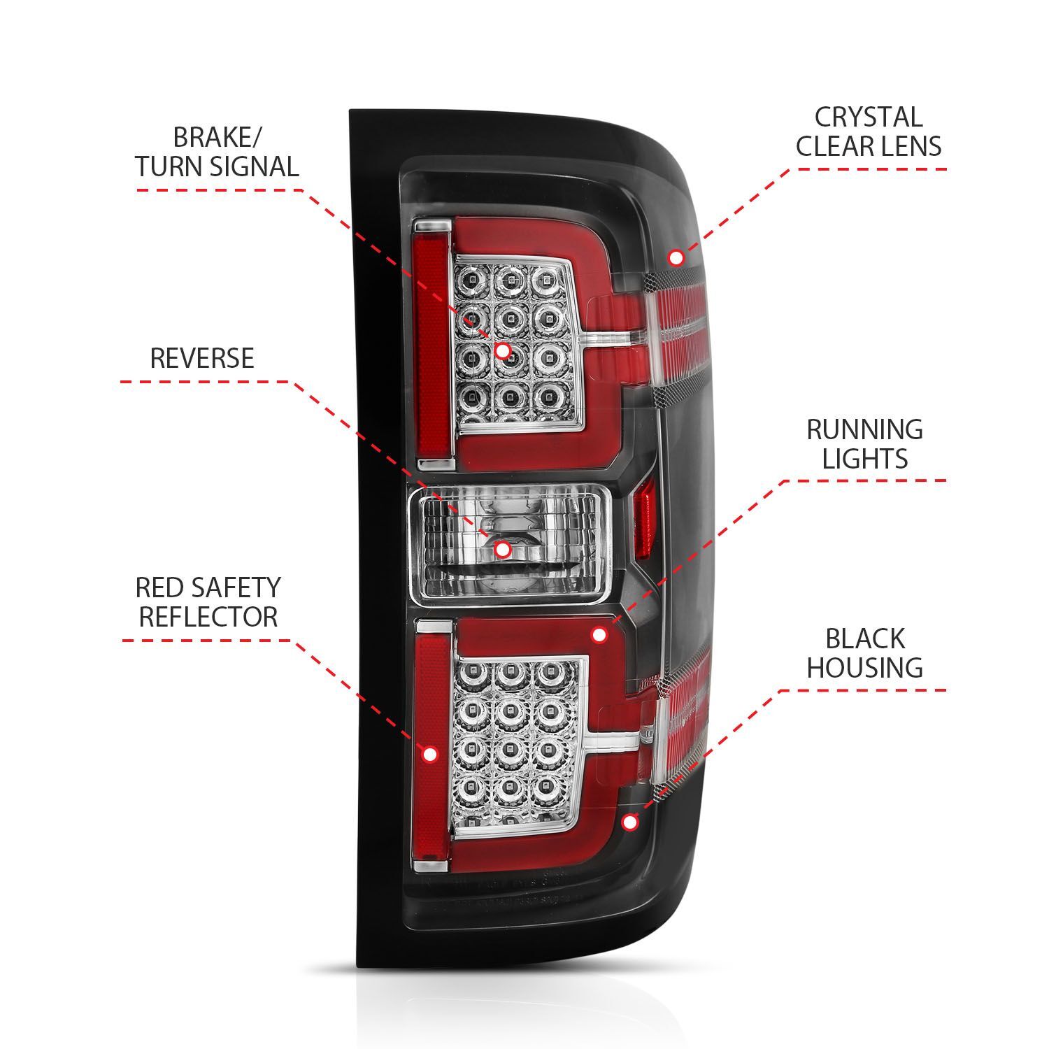 2015-2019 Chevrolet Silverado 1500/2500 HD/3500 HD Anzo LED Tail Lights Black W/ Sequential