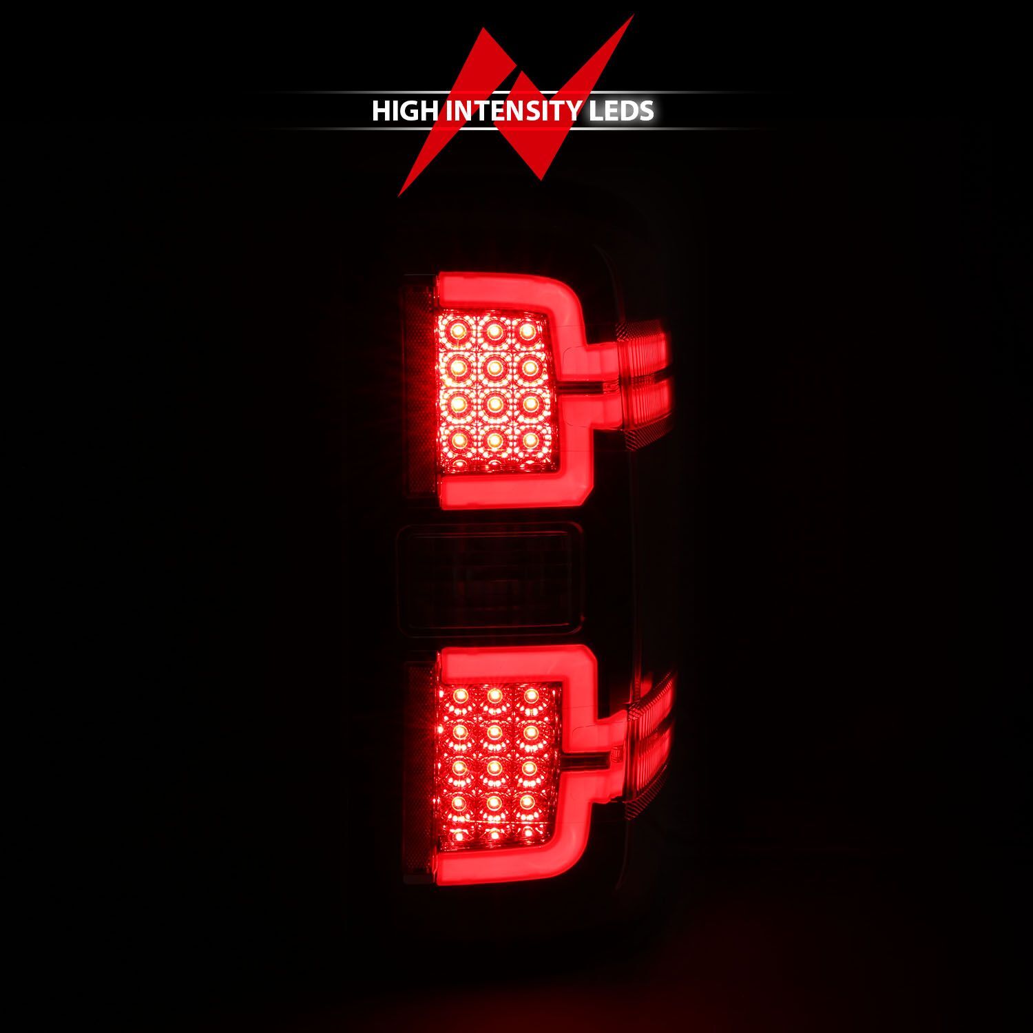 2015-2019 Chevrolet Silverado 1500/2500 HD/3500 HD Anzo LED Tail Lights Black W/ Sequential