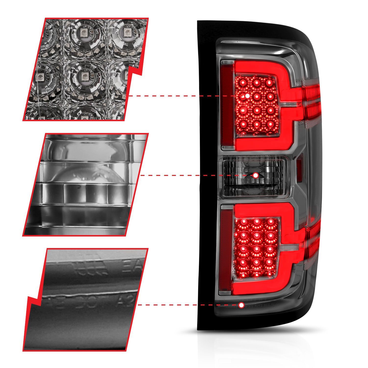 2015-2019 Chevrolet Silverado 1500/2500 HD/3500 HD Anzo LED Tail Lights Smoke W/ Sequential