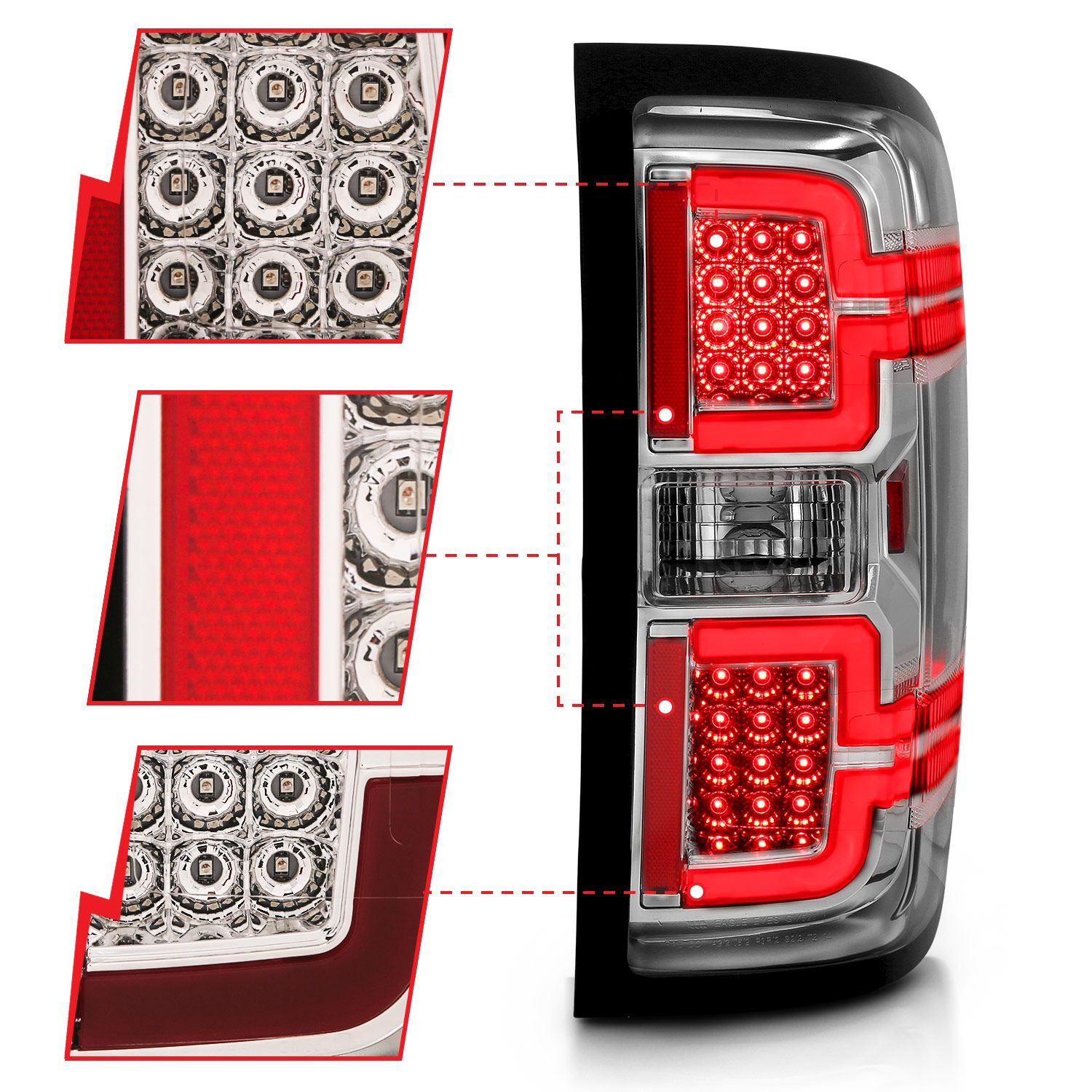 2014-2018 Chevrolet Silverado 1500/2500 HD/3500 HD Anzo LED Tail Lights Chrome W/ Sequential